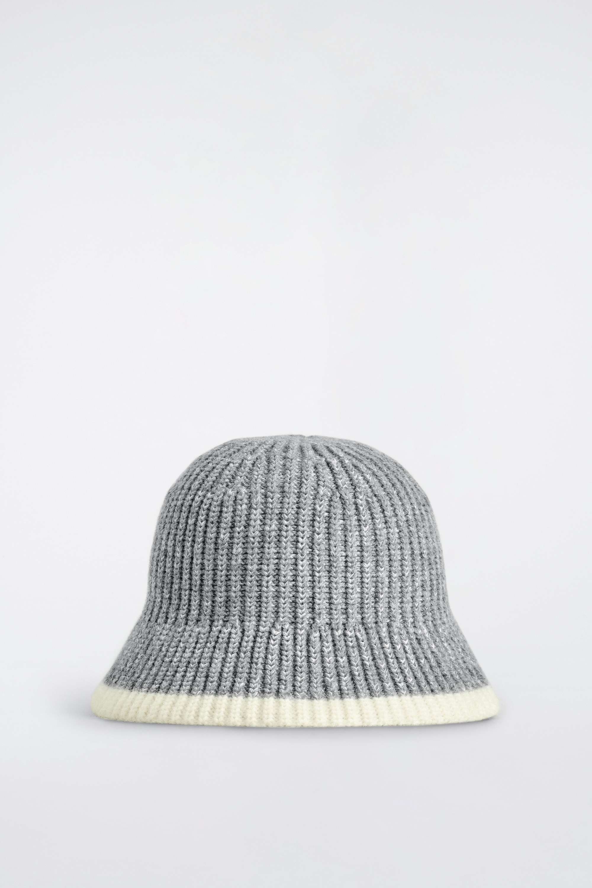 CONTRAST-TIPPED WOOL-MOHAIR BUCKET HAT - GREY / CREAM/BURGUNDY / RED