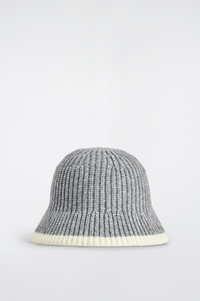 Cos Contrast-tipped Wool-mohair Bucket Hat In Gray