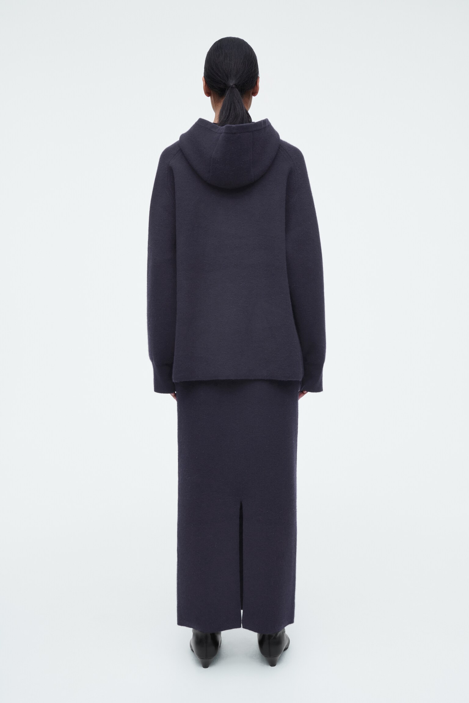MAXI GONNA IN LANA DOPPIATA - BLU NAVY - 4