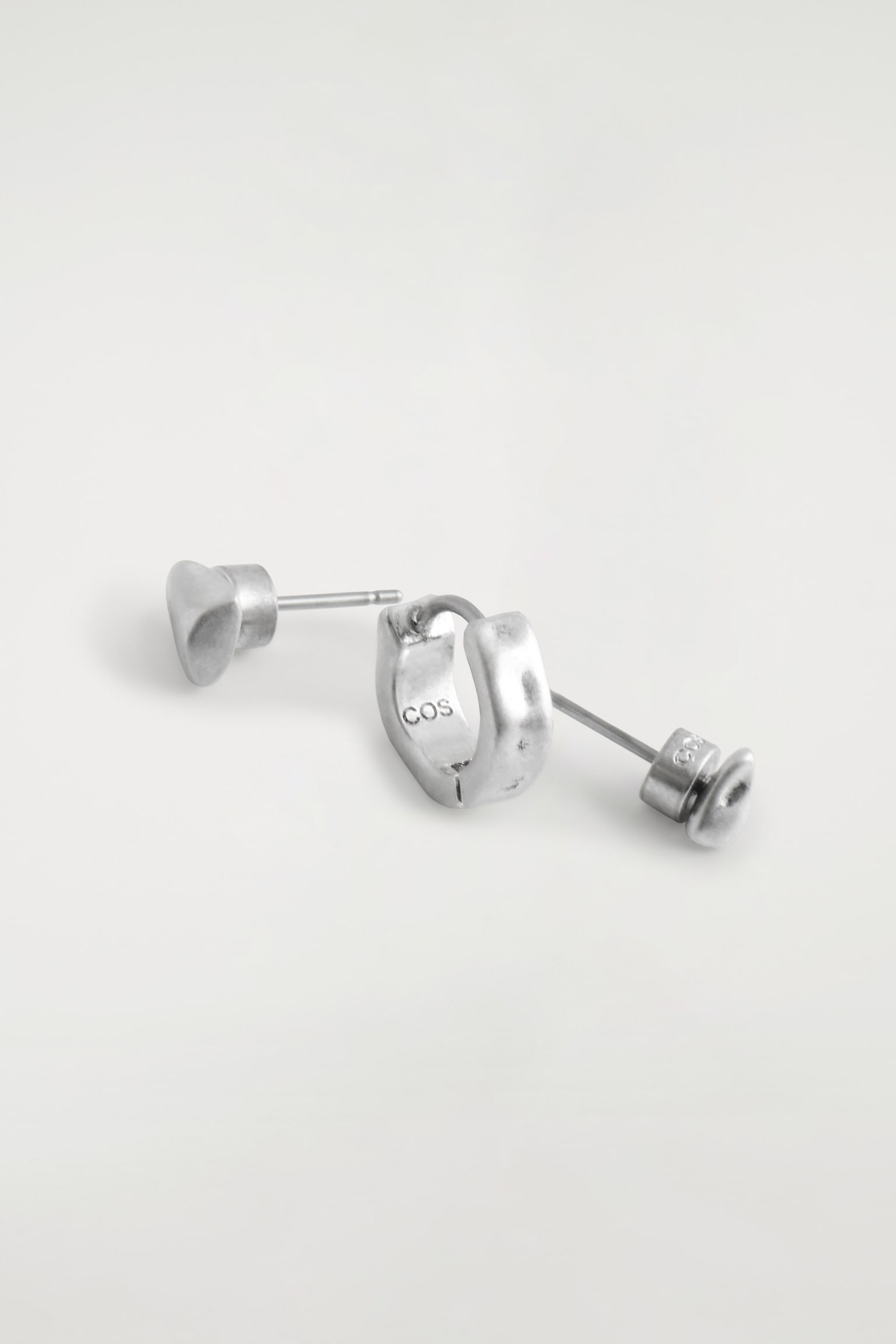 PACK DE 3 PENDIENTES MARTILLADOS - PLATEADO - 4