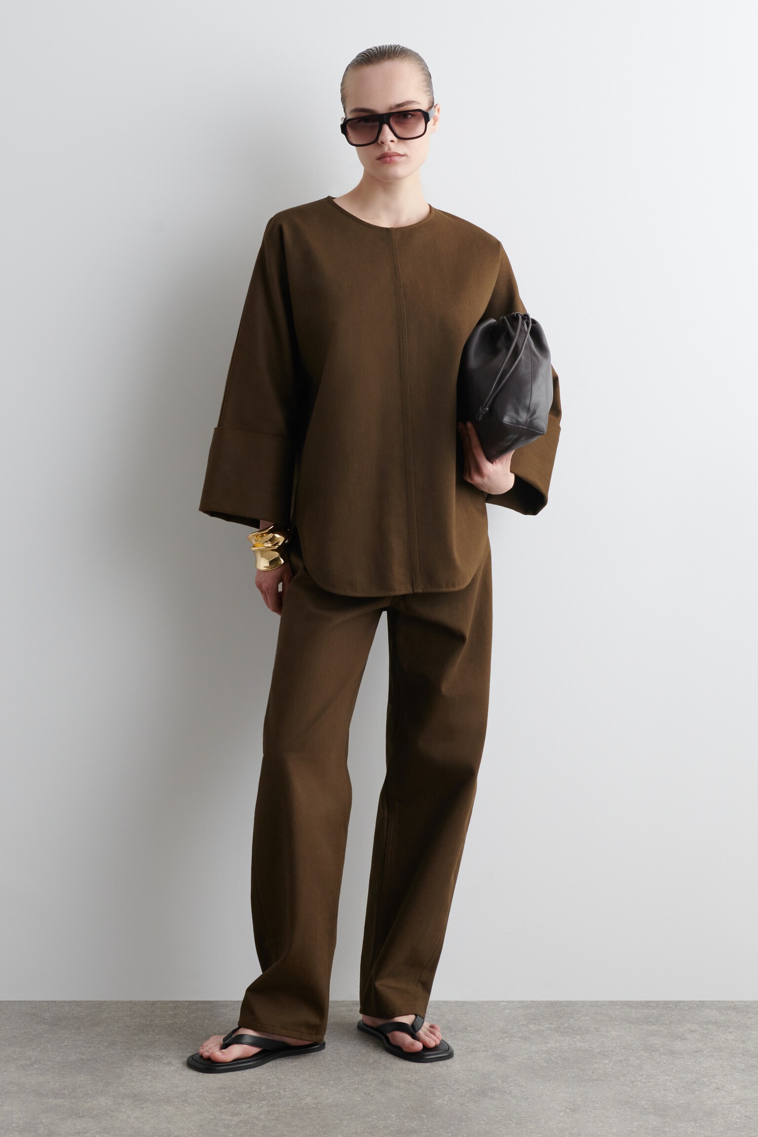 HAUT OVERSIZE EN DENIM - BRUN - 8