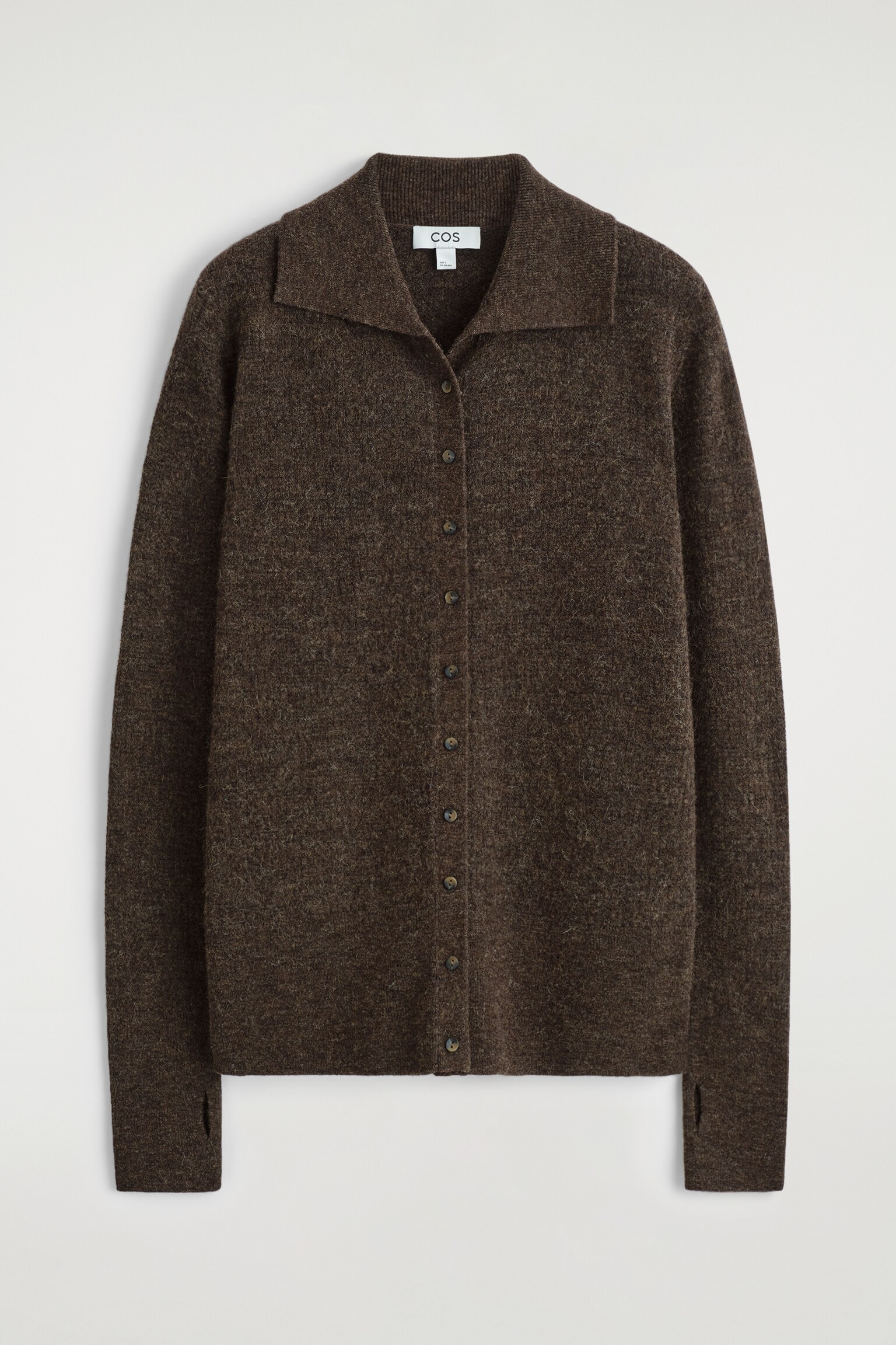 ALPACA MERINO WOOL HIGH-NECK CARDIGAN - BROWN MÉLANGE/NAVY MÉLANGE - 2