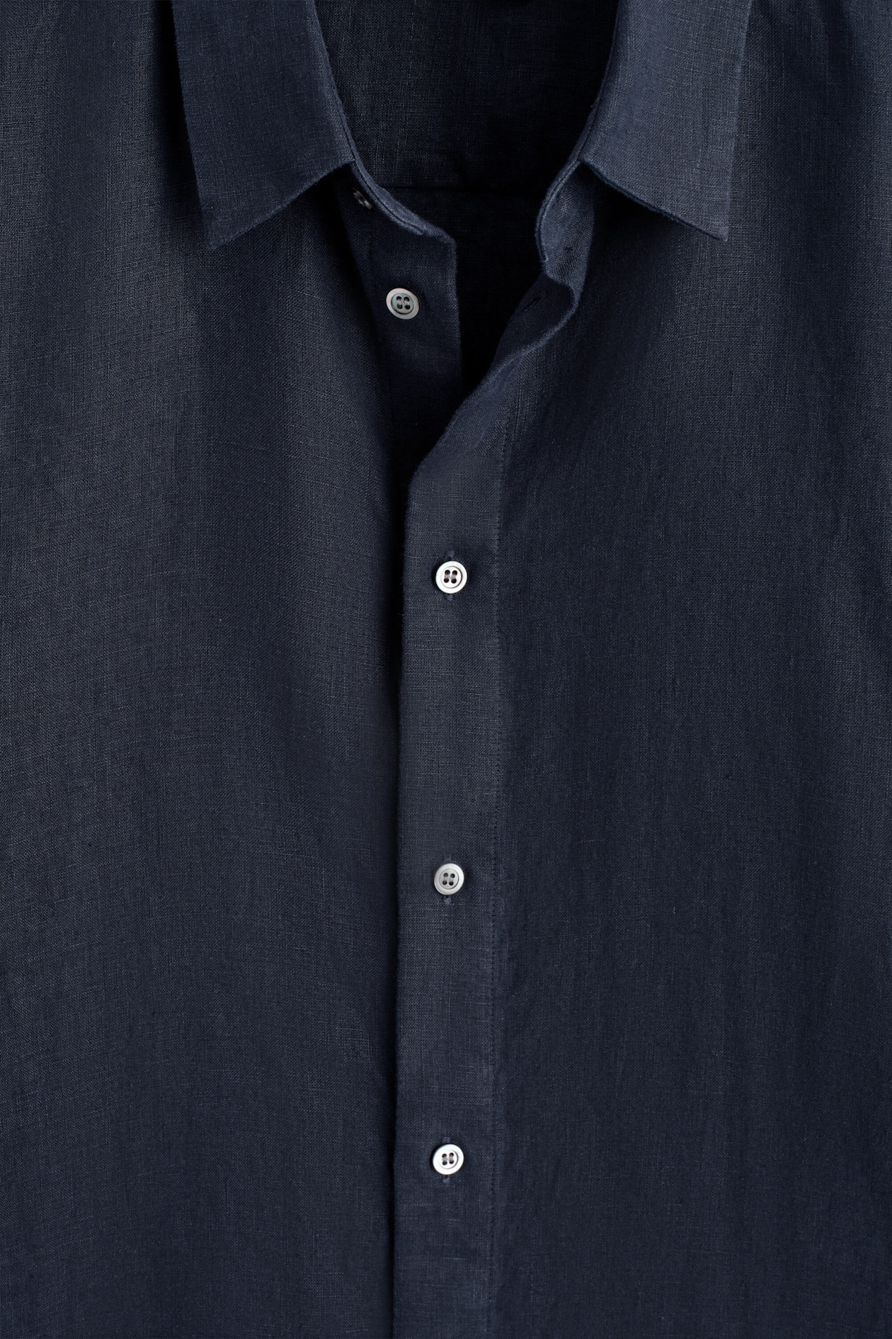 RELAXED LINEN SHIRT — NAVY