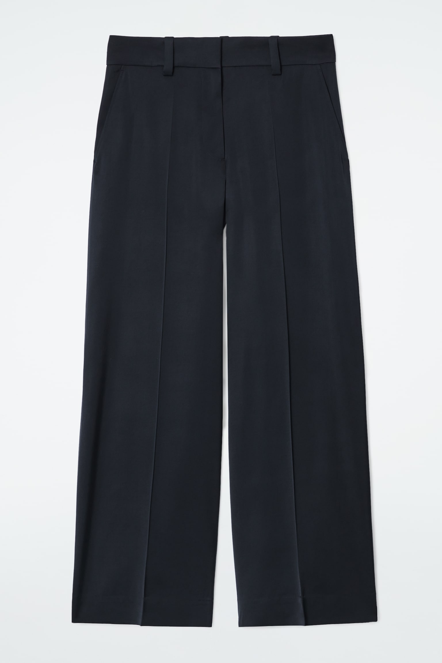 TAILORED SATIN WIDE-LEG TROUSERS - NAVY - 2