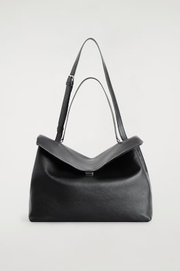 TRULLO OVERSIZED FLAP BAG - LEATHER — BLACK 9