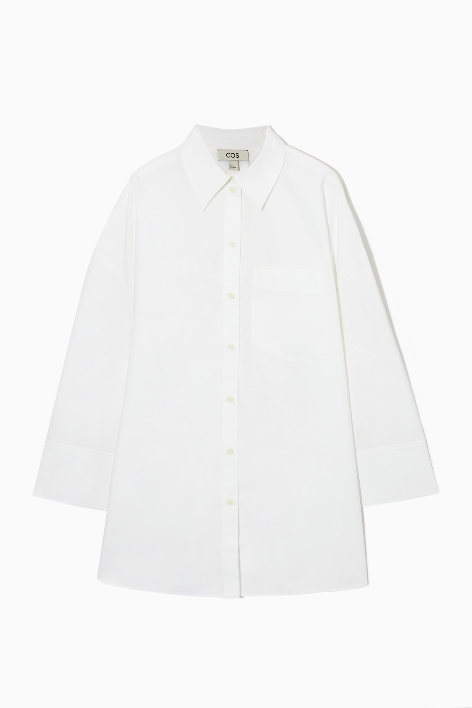 COTTON-POPLIN TUNIC SHIRT - WHITE
