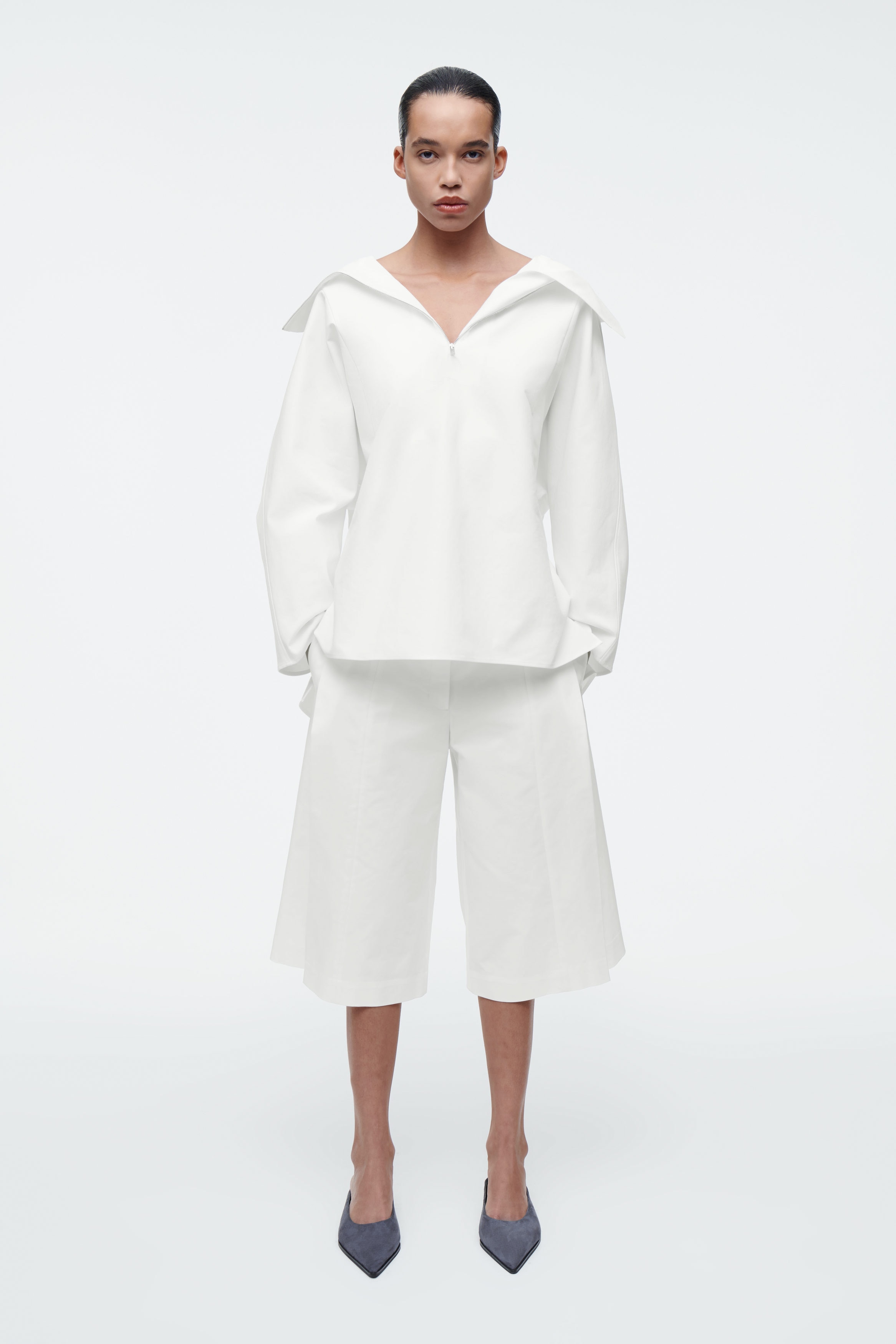 ★★ ★★ nylon blouson shirt T22F1WSH070WT2ZHO HALF-ZIP BLOUSON SHIRT - WHITE | COS