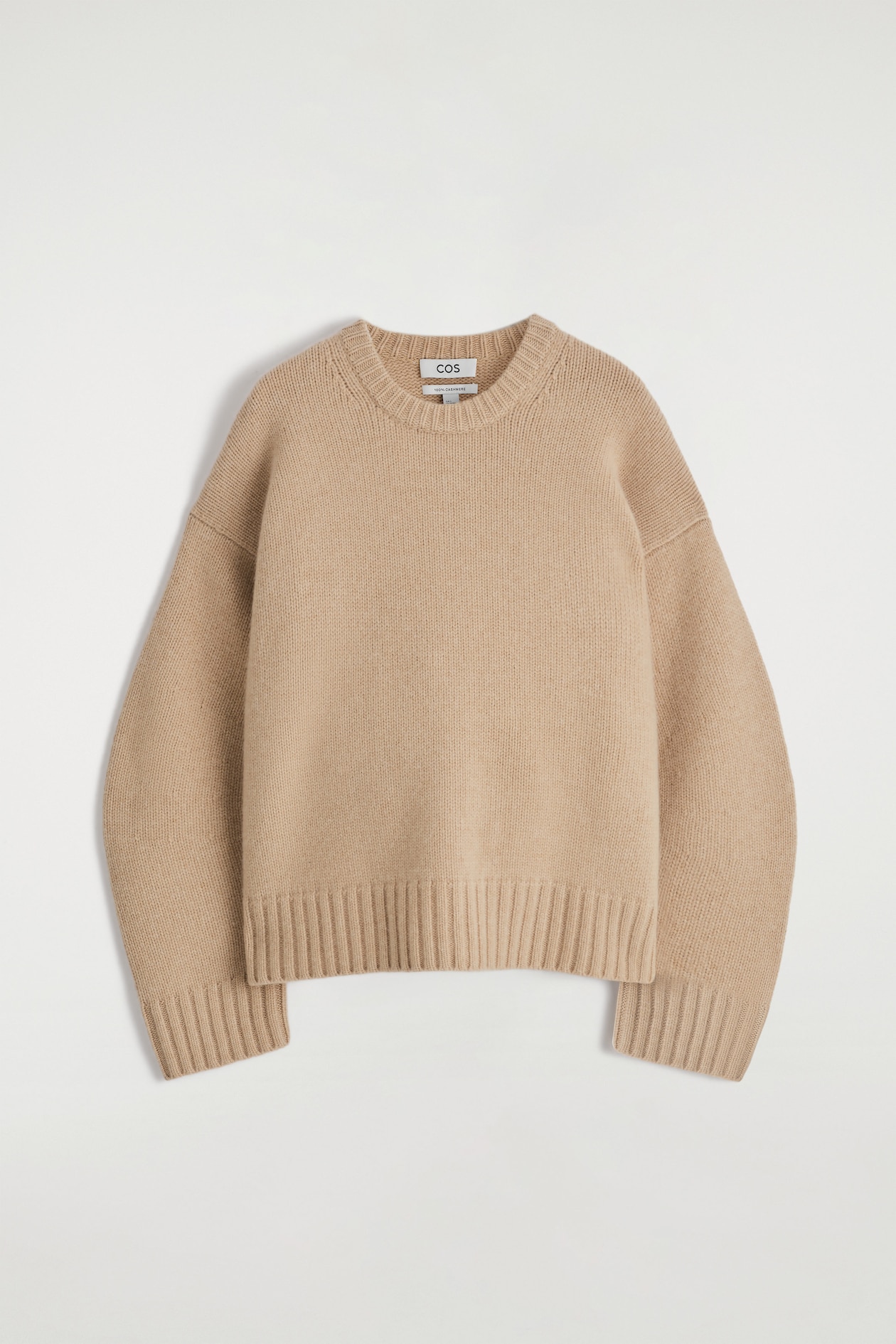 Chunky Pure Cashmere Crew-Neck Sweater Beige - COS