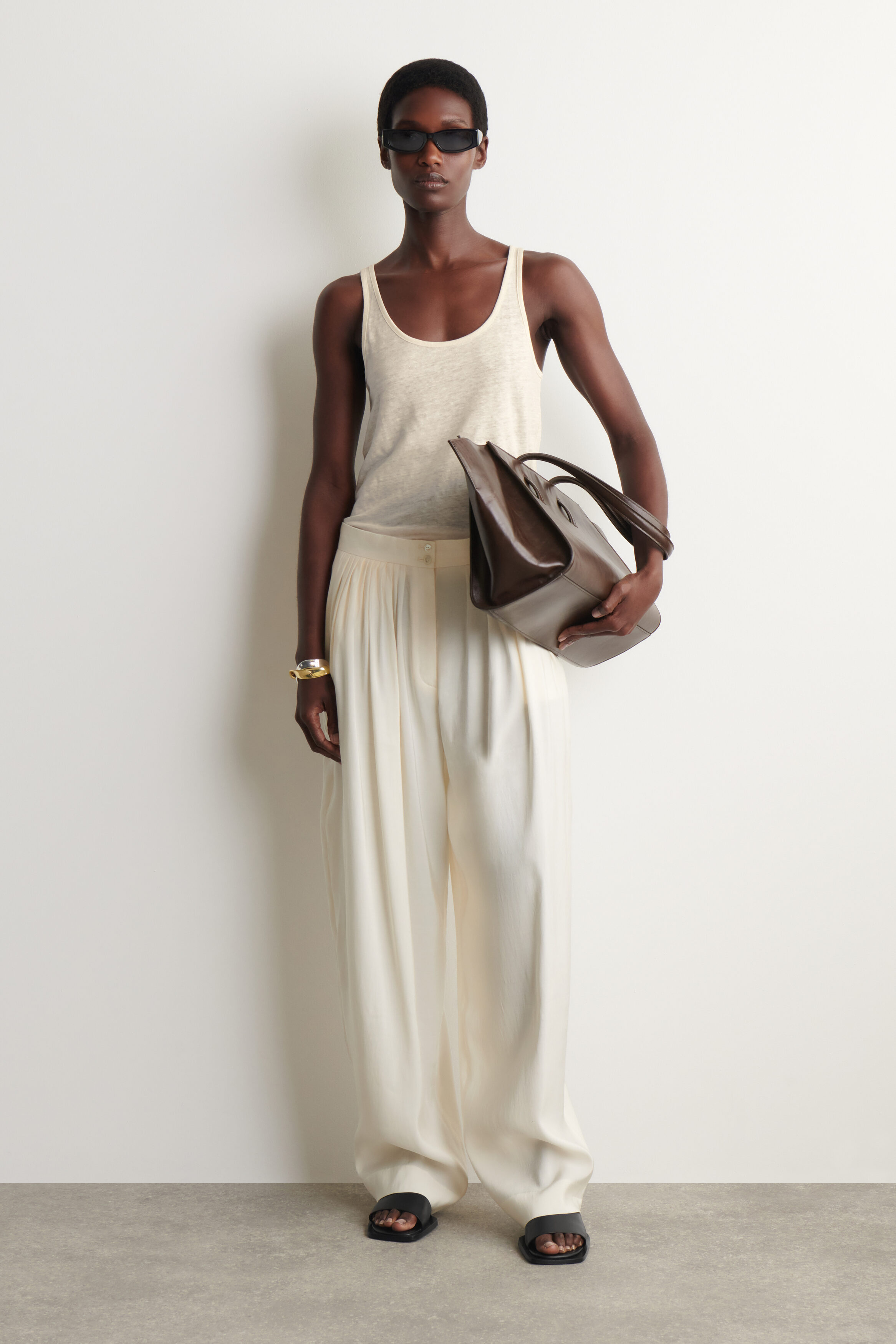 LINEN-JERSEY TANK TOP - OFF-WHITE | COS US