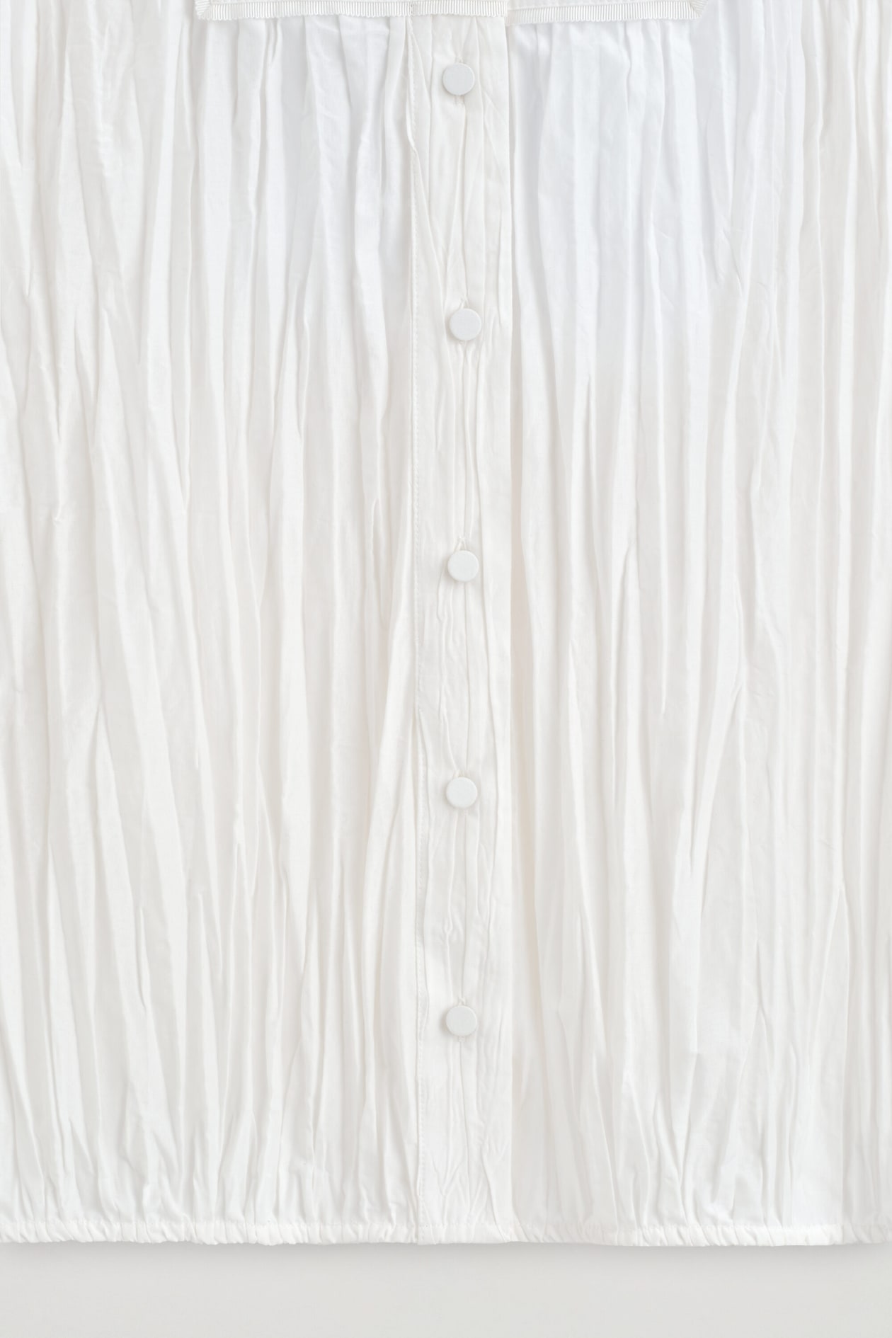 BIB-FRONT CRINKLED-COTTON SHIRT — WHITE