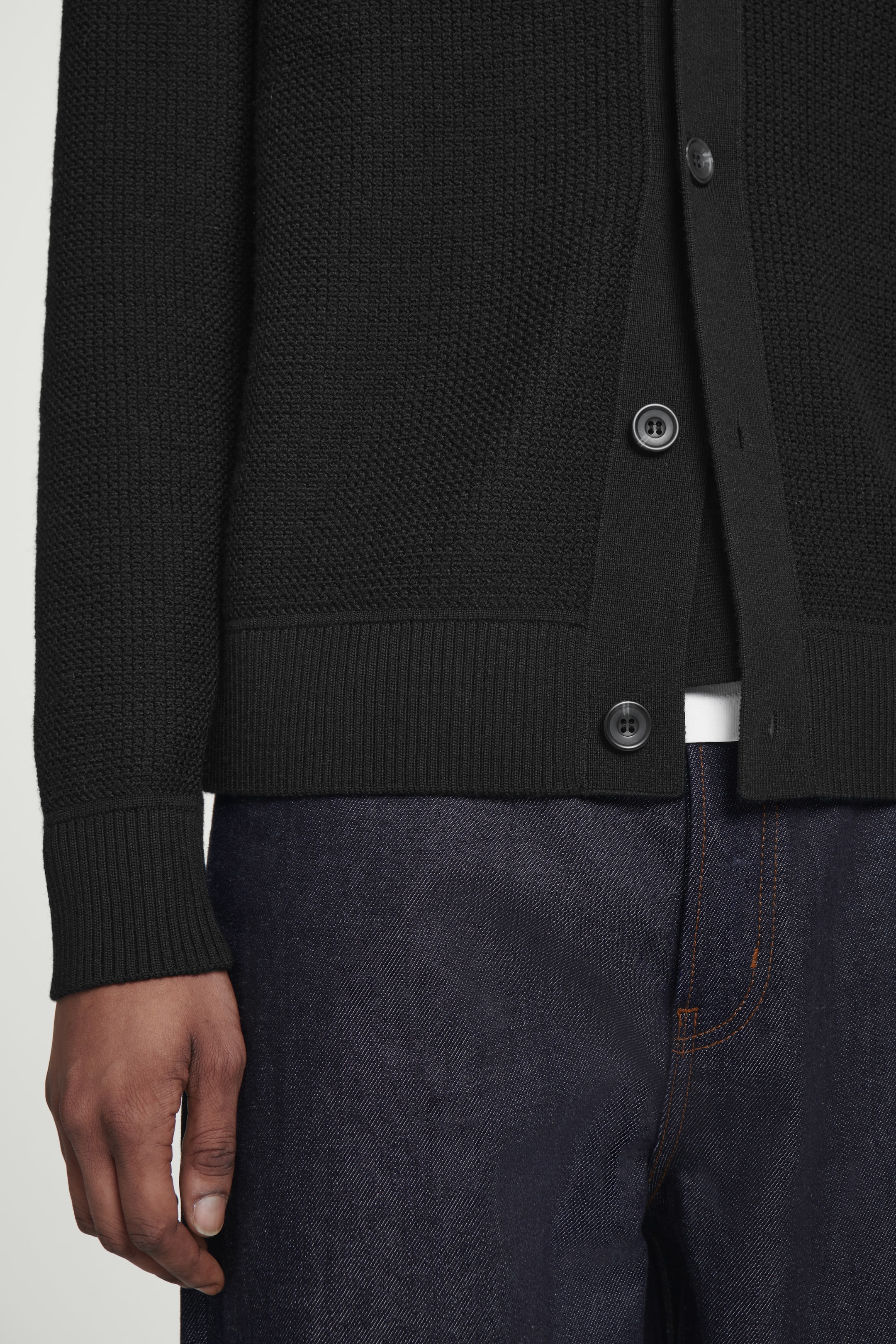 View larger image: TEXTURED MERINO WOOL CARDIGAN - BLACK - Men | H&M GB 4
