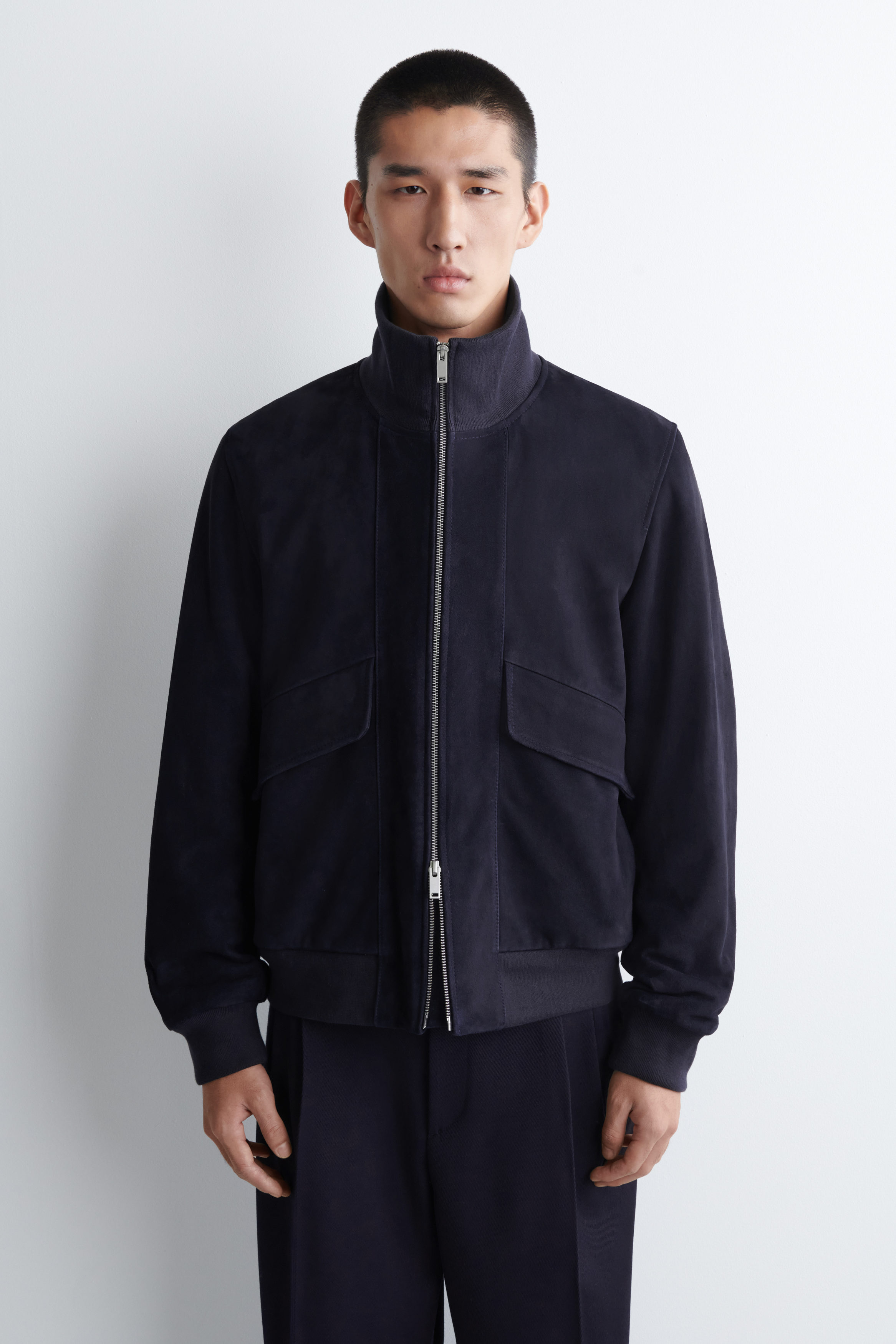 SUEDE FLIGHT JACKET - NAVY | COS US