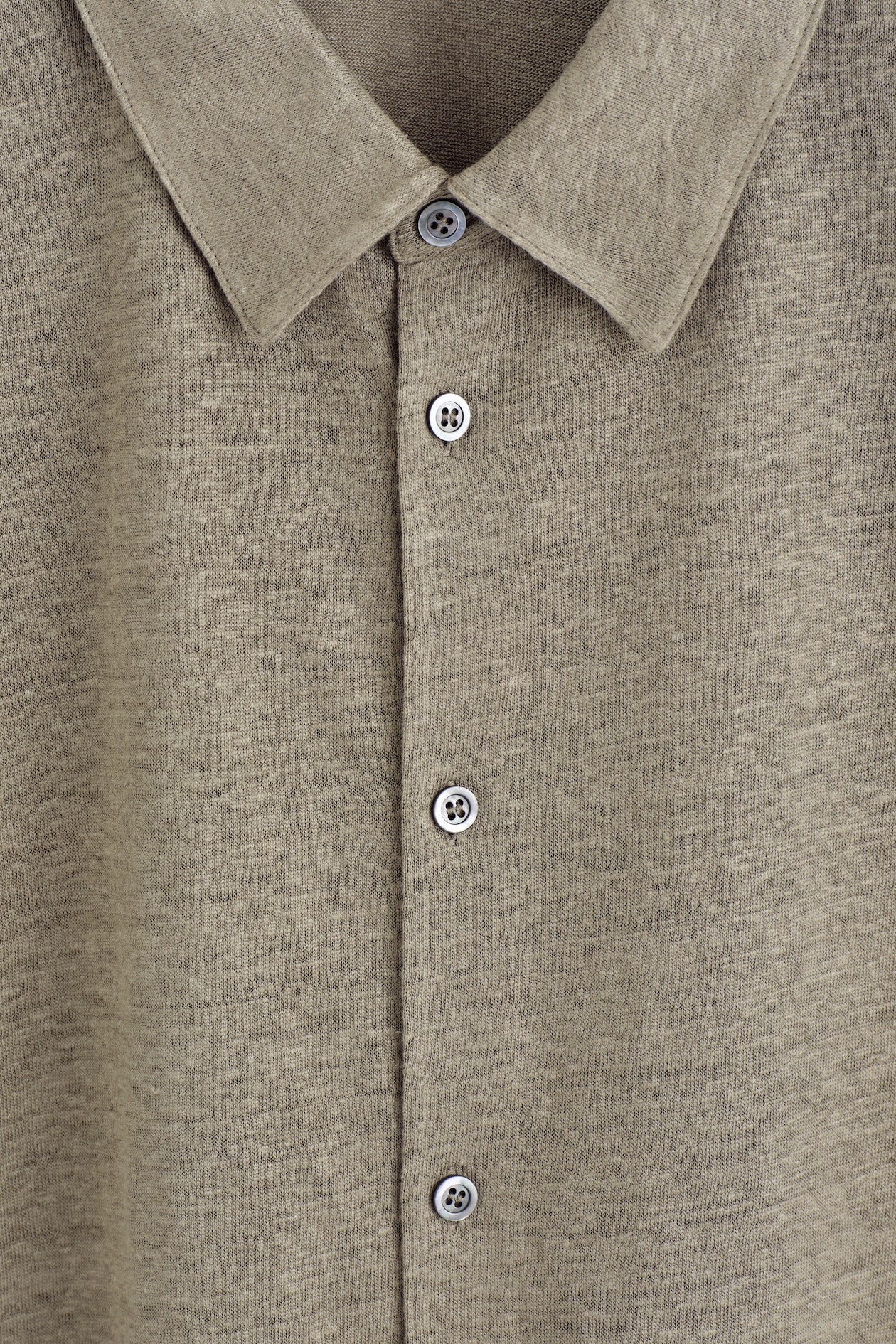 LINEN-JERSEY SHORT-SLEEVED SHIRT — BROWN MÉLANGE