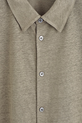LINEN-JERSEY SHORT-SLEEVED SHIRT — BROWN MÉLANGE 6