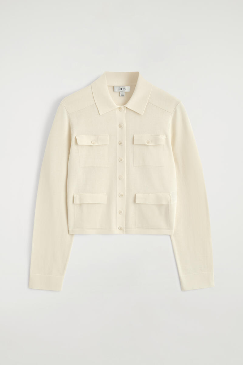 Knitted Cotton Cardigan With Pocket Detail