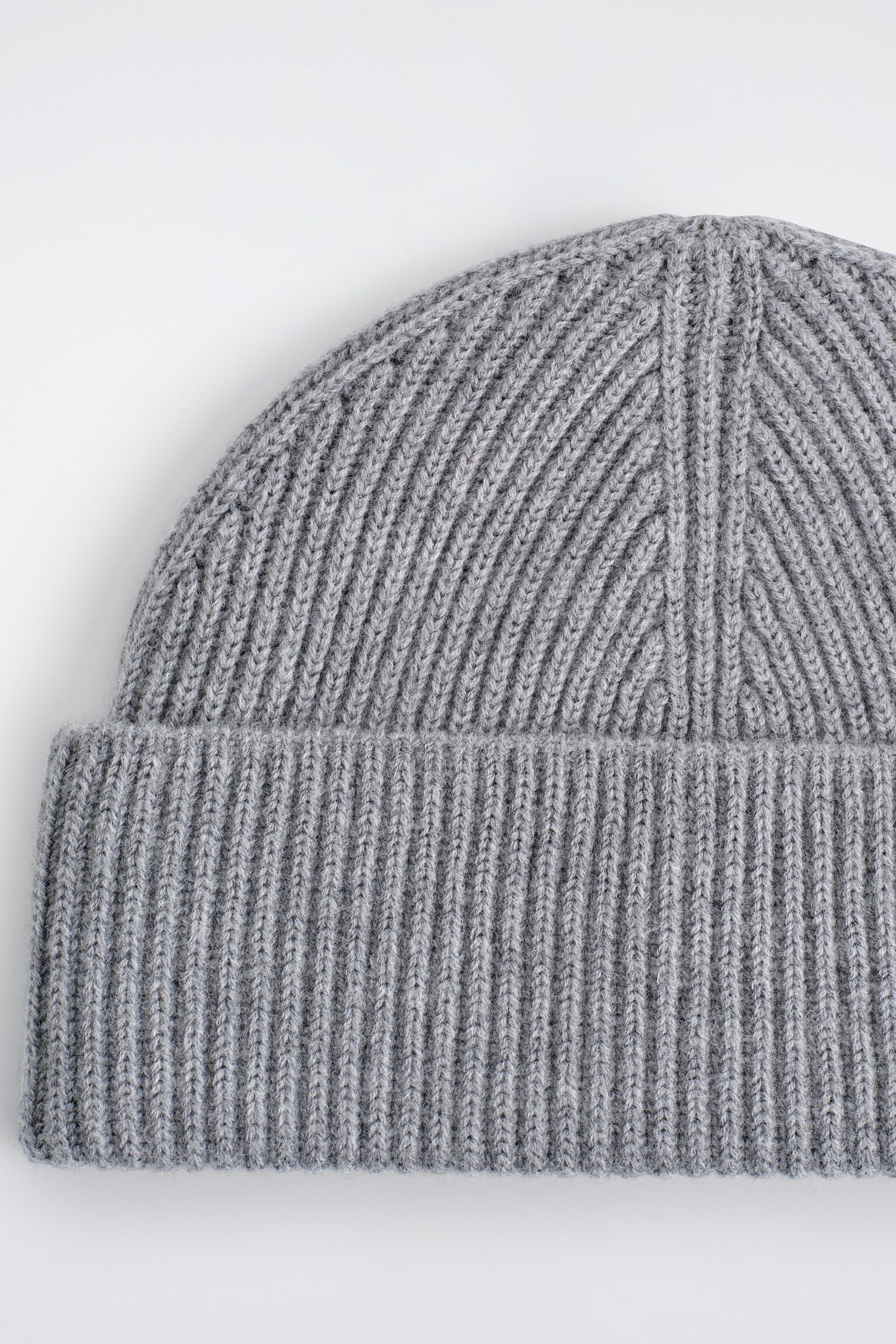 RIBBED WOOL BEANIE - GREY/NAVY - 3