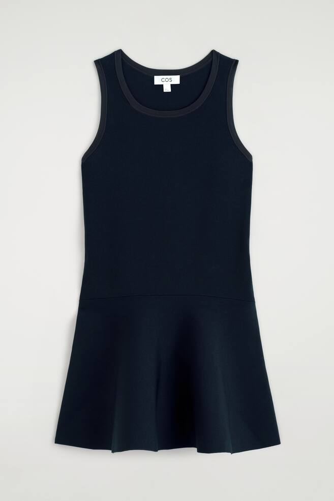 FLARED KNITTED MINI DRESS - NAVY/ORANGE - 1