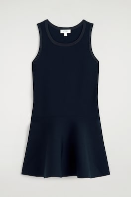 FLARED KNITTED MINI DRESS — NAVY 6