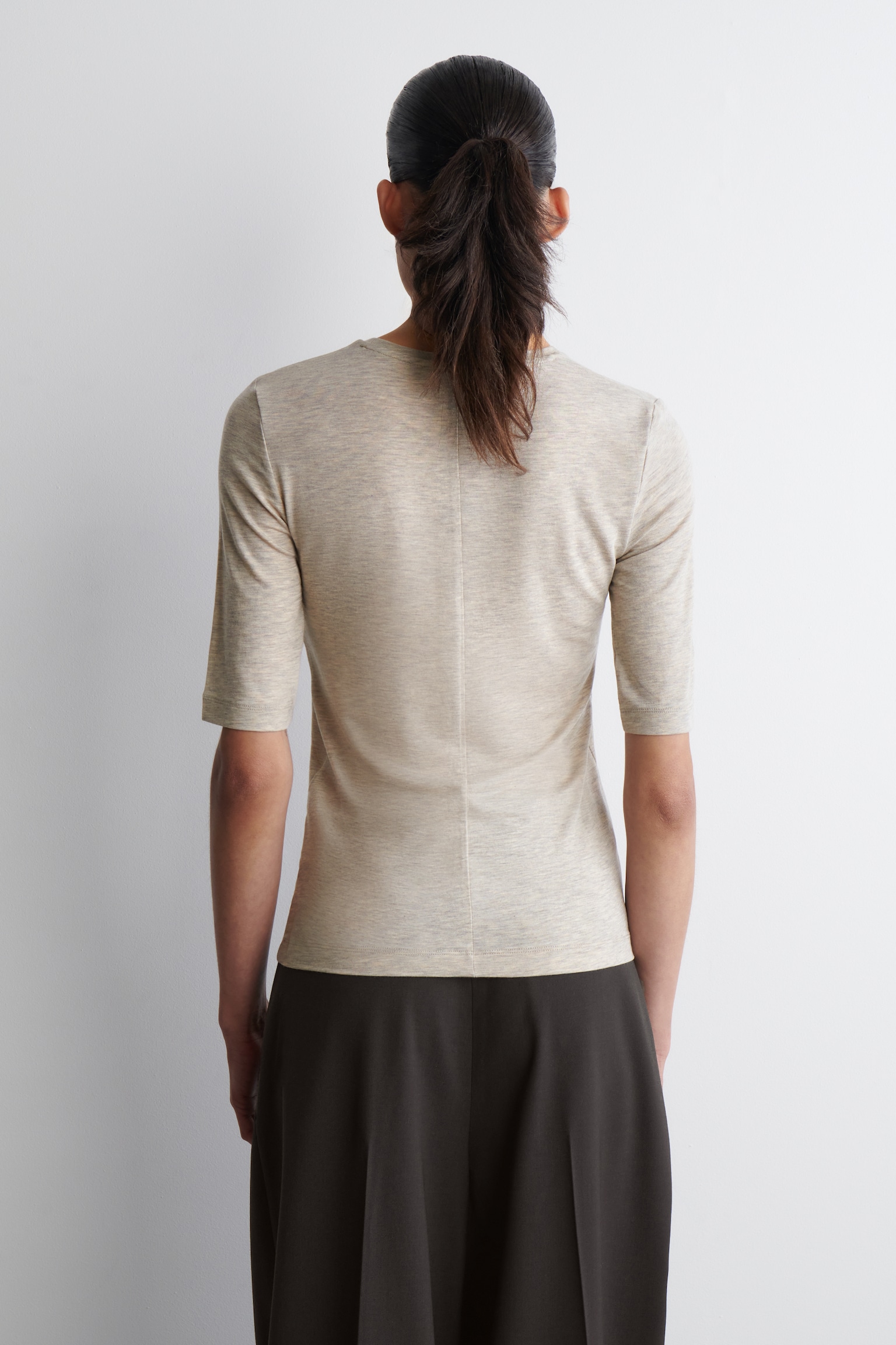 SLIM LIGHTWEIGHT T-SHIRT - LIGHT-BEIGE MÉLANGE/BURGUNDY/LIGHT PINK - 6