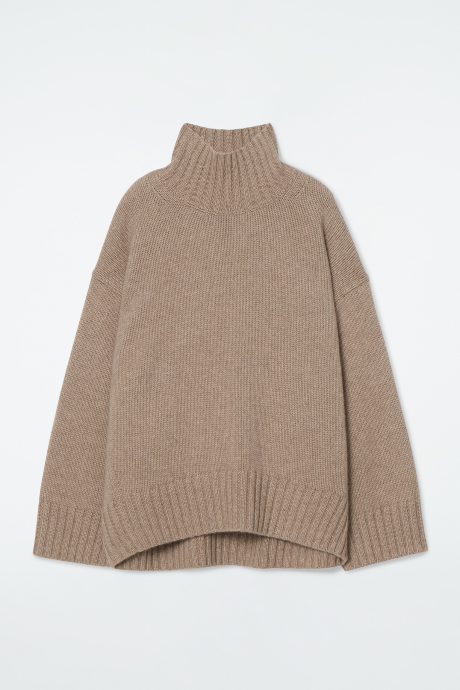 CHUNKY CASHMERE TURTLENECK JUMPER - BEIGE / UNDYED