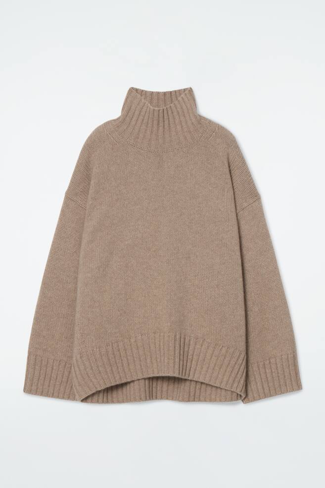 GROBSTRICKPULLOVER AUS KASCHMIR MIT ROLLKRAGEN - BEIGE/UNGEFÄRBT - 1
