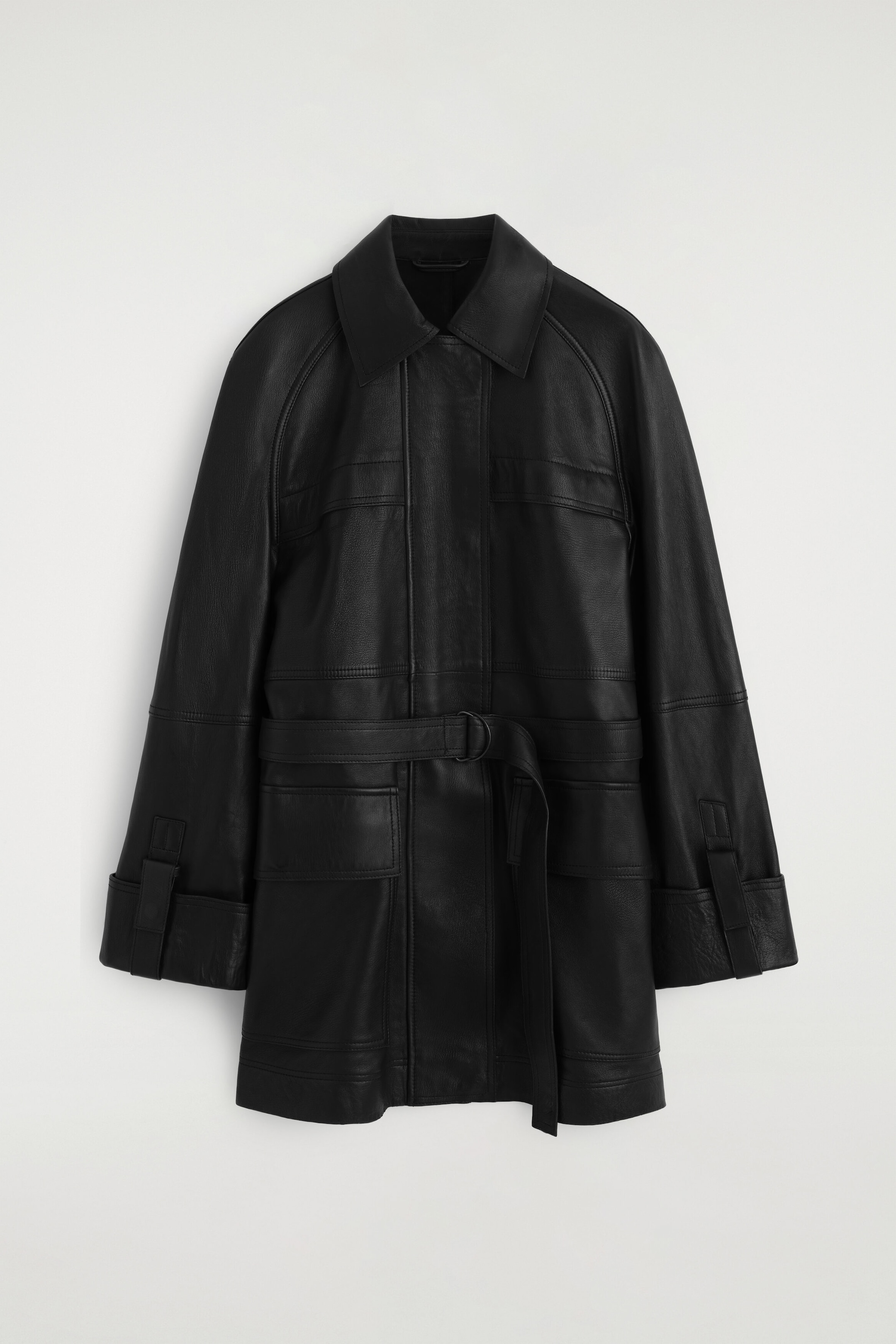 BELTED LEATHER WORKWEAR JACKET