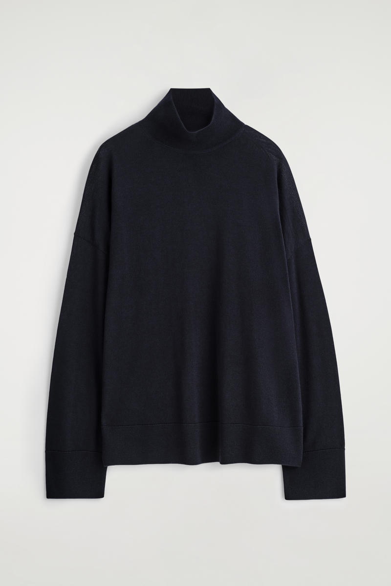 Cos Merino Wool Turtleneck Sweater In Blue