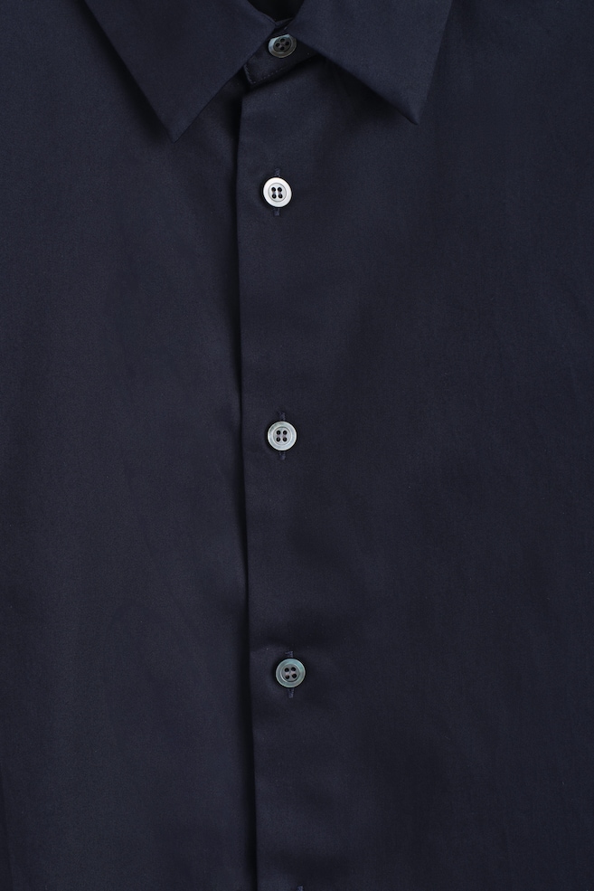 SLIM TAILORED POPLIN SHIRT — NAVY