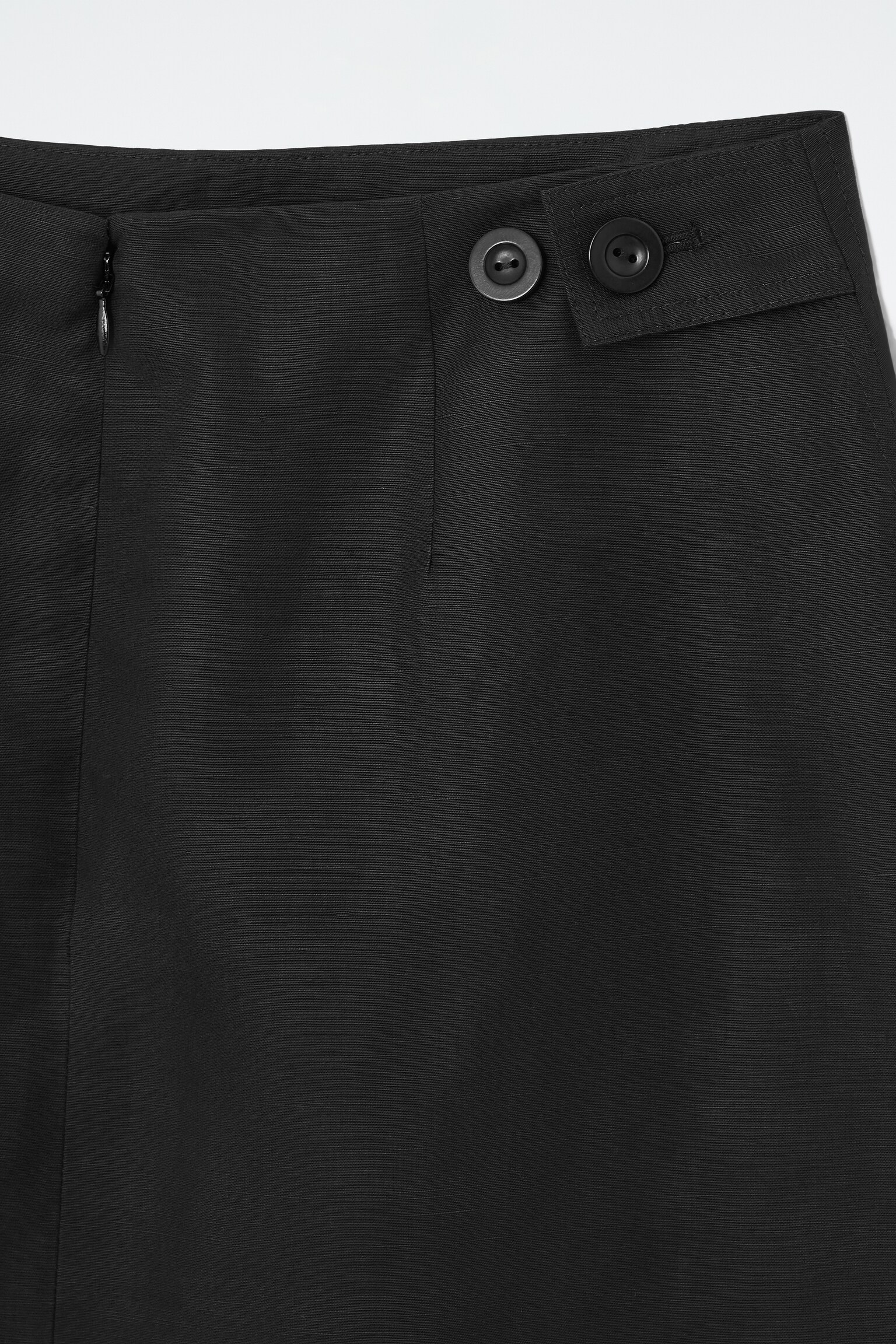 A-LINE LINEN MINI SKIRT - BLACK - 3