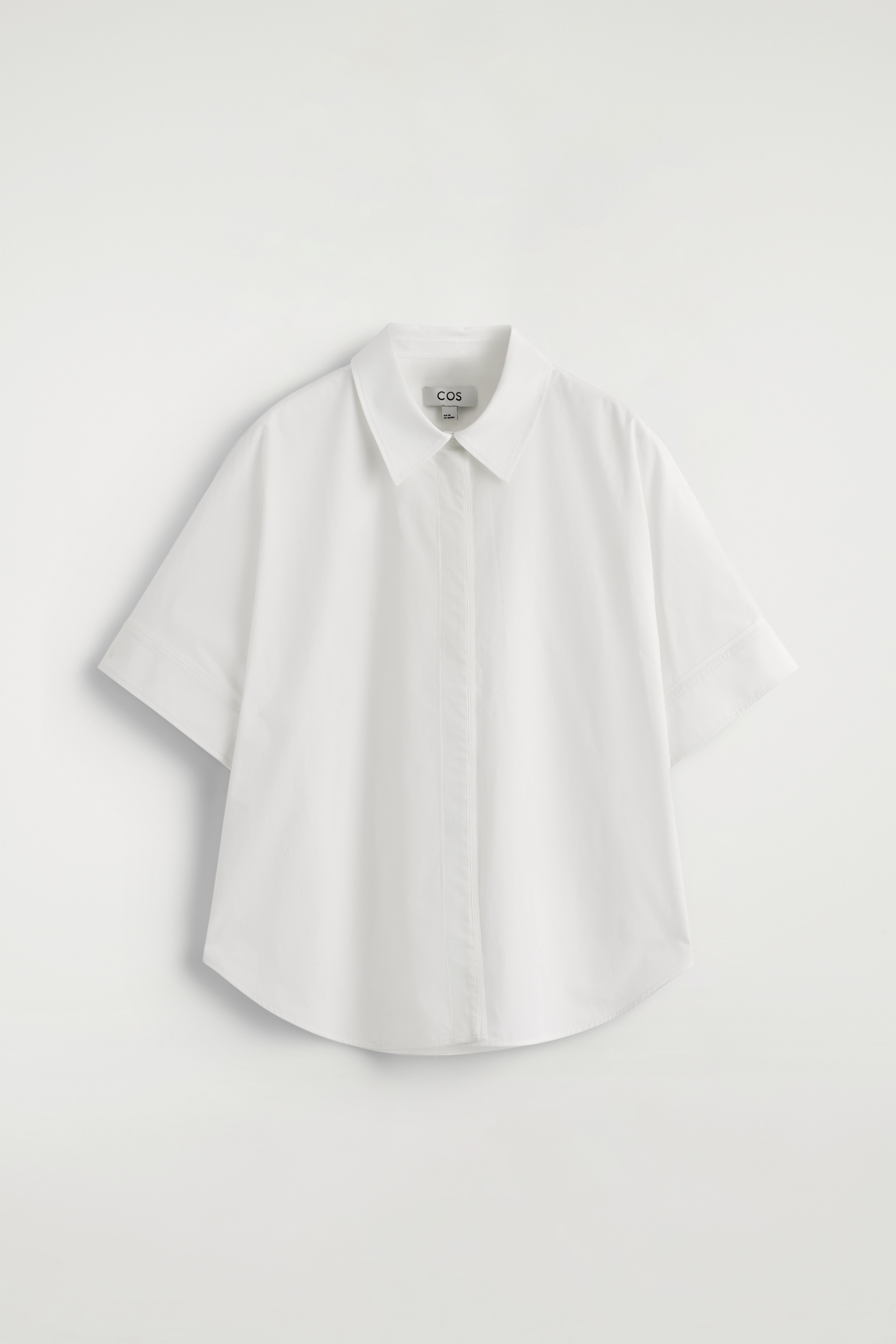 CAMICIA OVERSIZE IN COTONE A MANICHE CORTE - BIANCO/NERO/PRUGNA