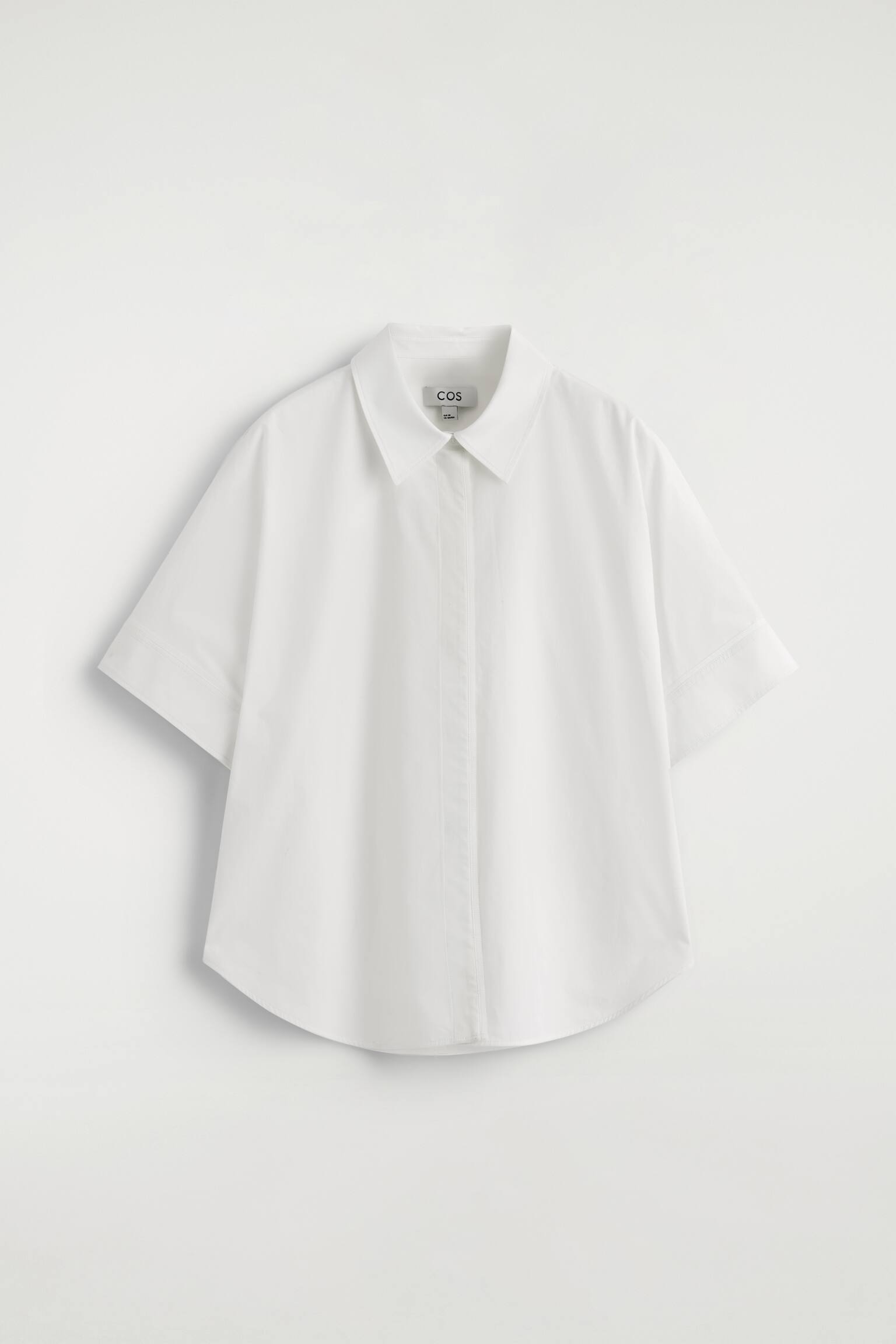 OVERSIZED SHORT-SLEEVED COTTON SHIRT - לבן/שחור/שזיף - 1