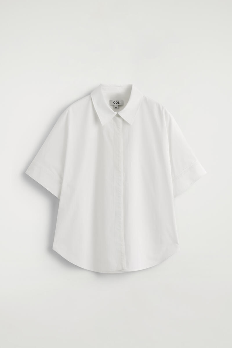COS Oversized Short-Sleeved Cotton Shirt White Women's Size 44