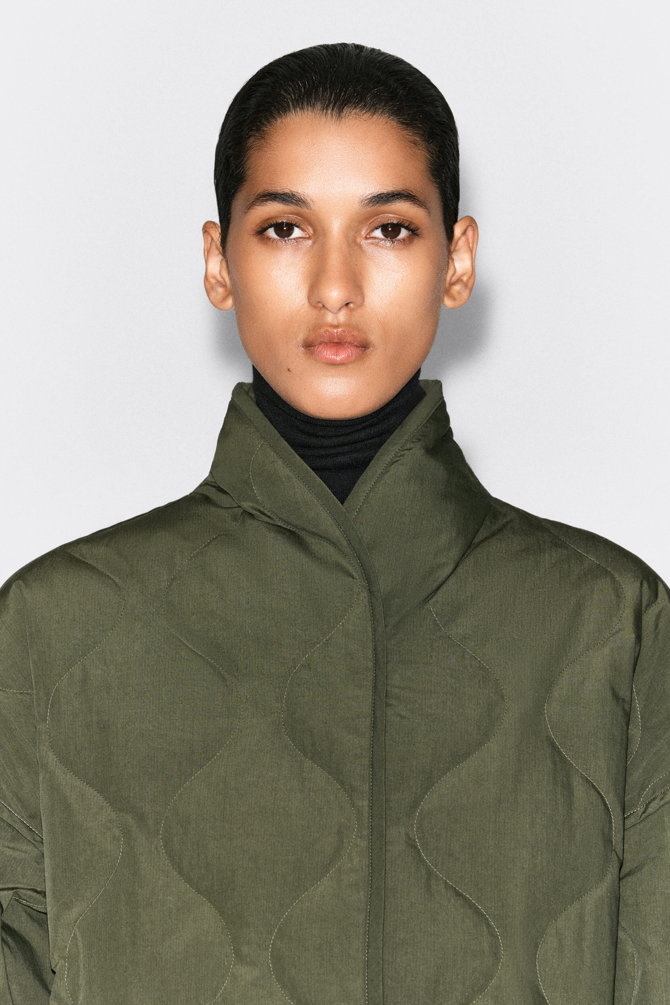 SHAWL-COLLAR QUILTED JACKET - KHAKI | COS