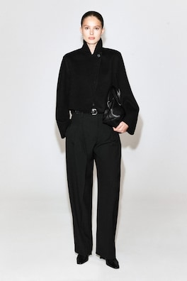 OVERSIZED CROPPED DOUBLE-FACED WOOL JACKET — BLACK 2