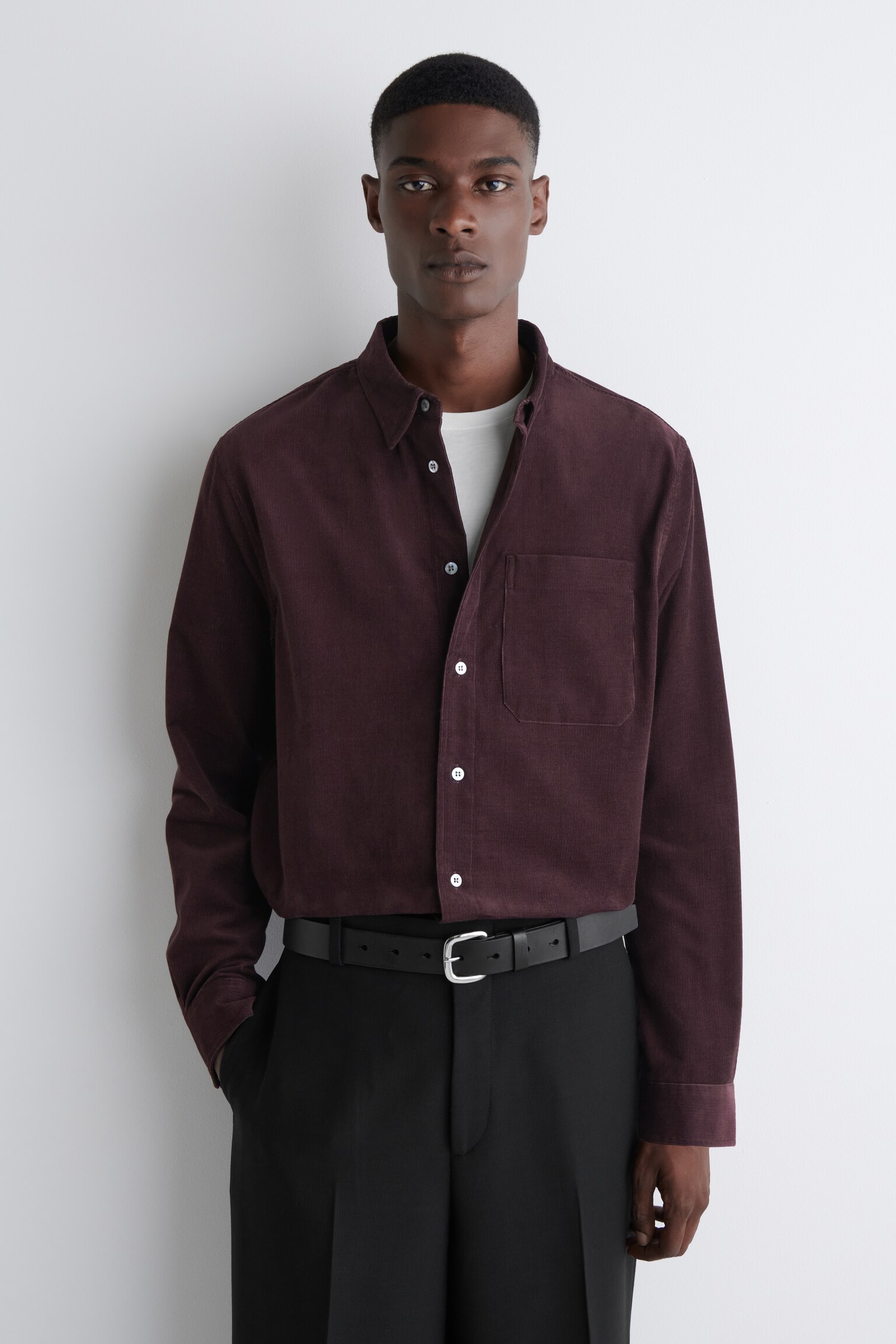 RELAXED CORDUROY SHIRT - BURGUNDY/BEIGE/DARK KHAKI / PRINTED