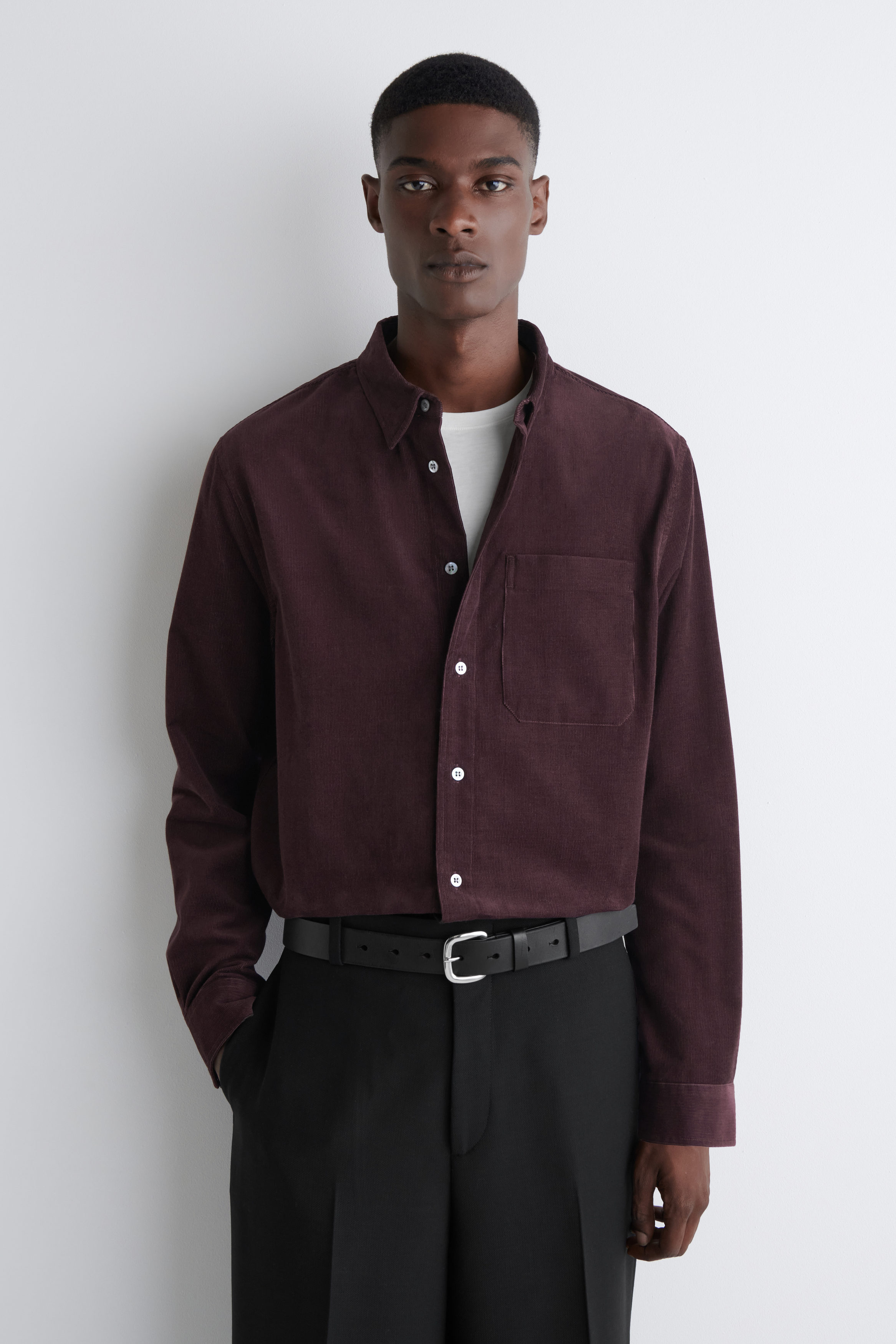 RELAXED CORDUROY SHIRT - BURGUNDY | COS CH