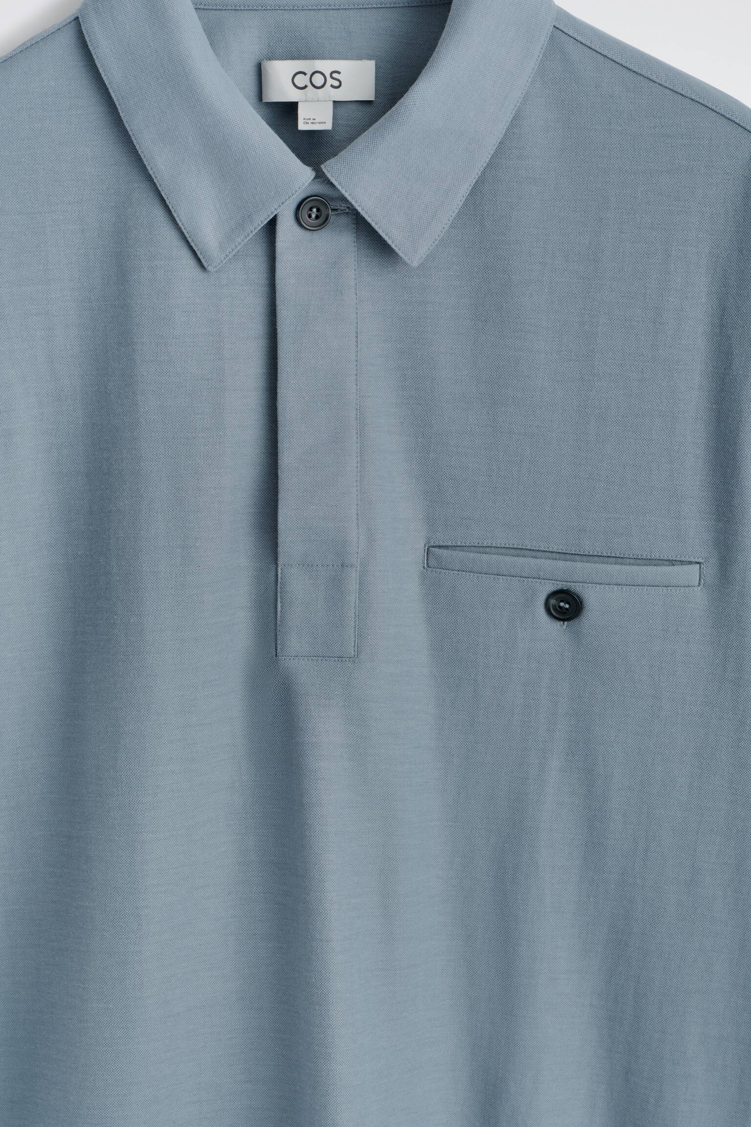 FLIESSENDES POLOHEMD AUS JERSEY - Blau/DUNKLES KHAKI - 3