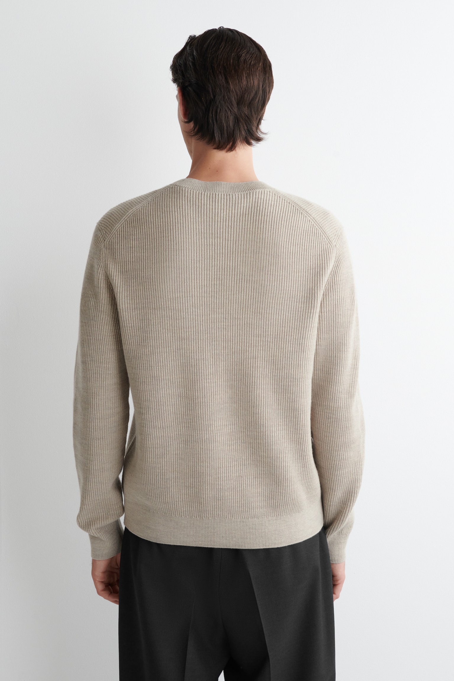 POCKET-DETAIL WOOL CREW-NECK JUMPER - BEIGE MÉLANGE/KHAKI - 6