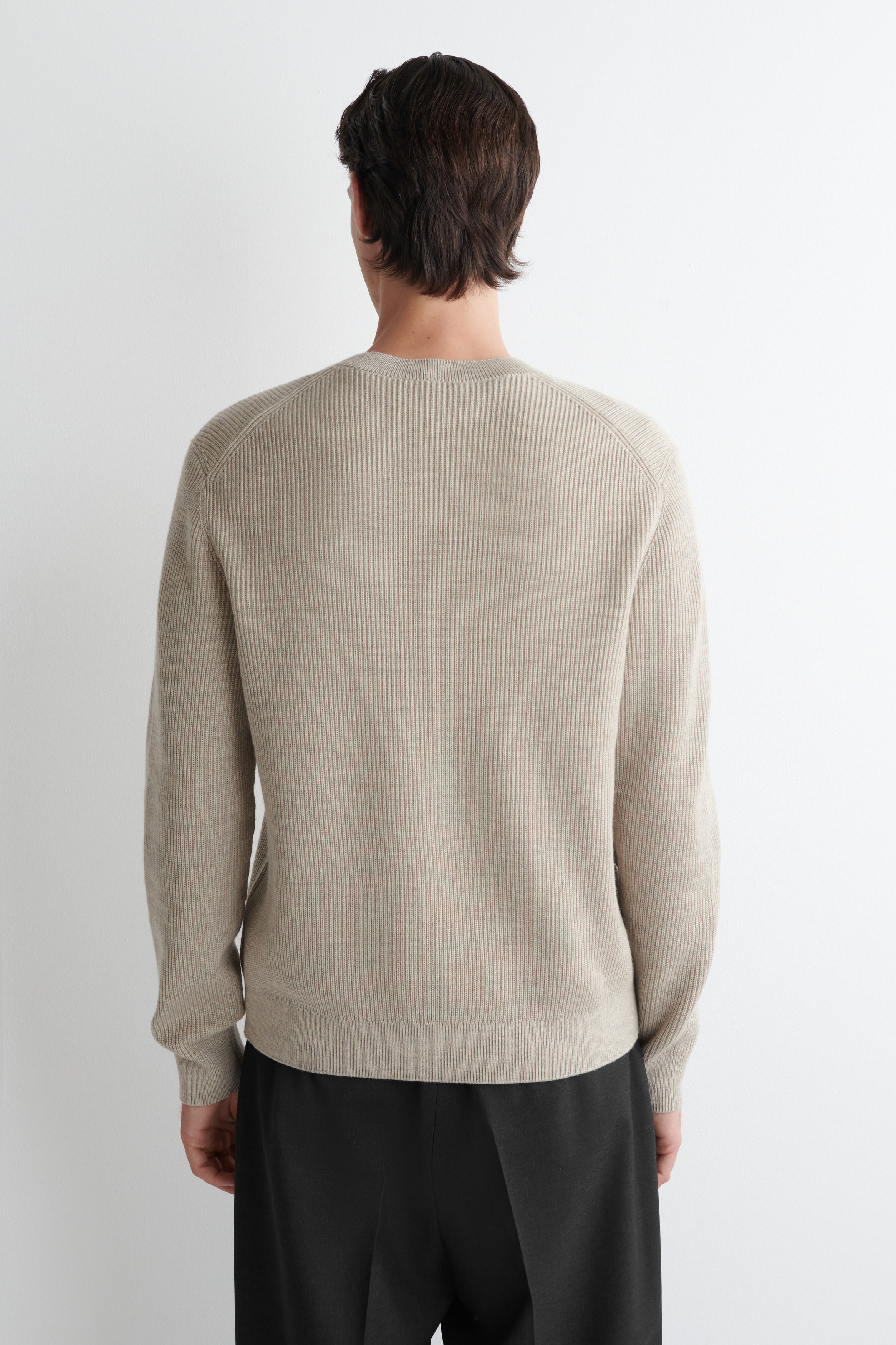 POCKET-DETAIL WOOL CREW-NECK SWEATER - BEIGE MÉLANGE | COS US