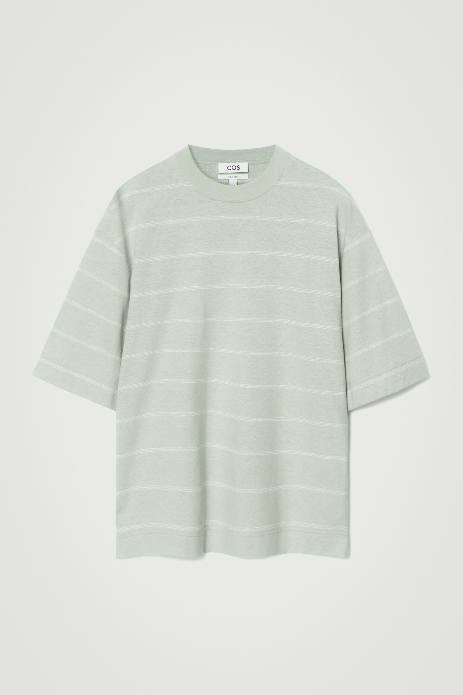 RELAXED STRIPED HEMP-JERSEY T-SHIRT - LIGHT TURQUOISE / STRIPED/BLACK / STRIPED