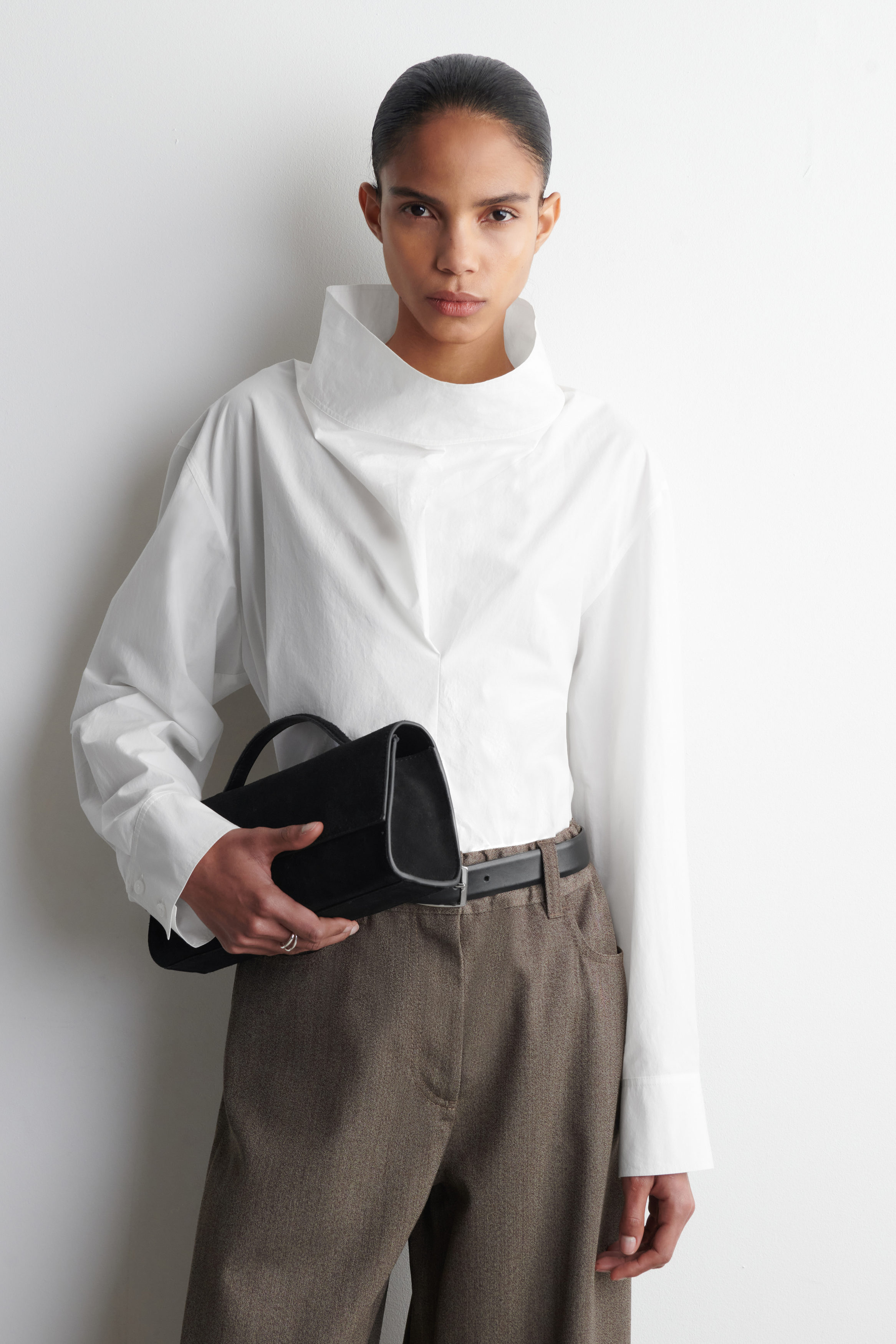 MOCK-NECK COTTON SHIRT - WHITE | COS ES