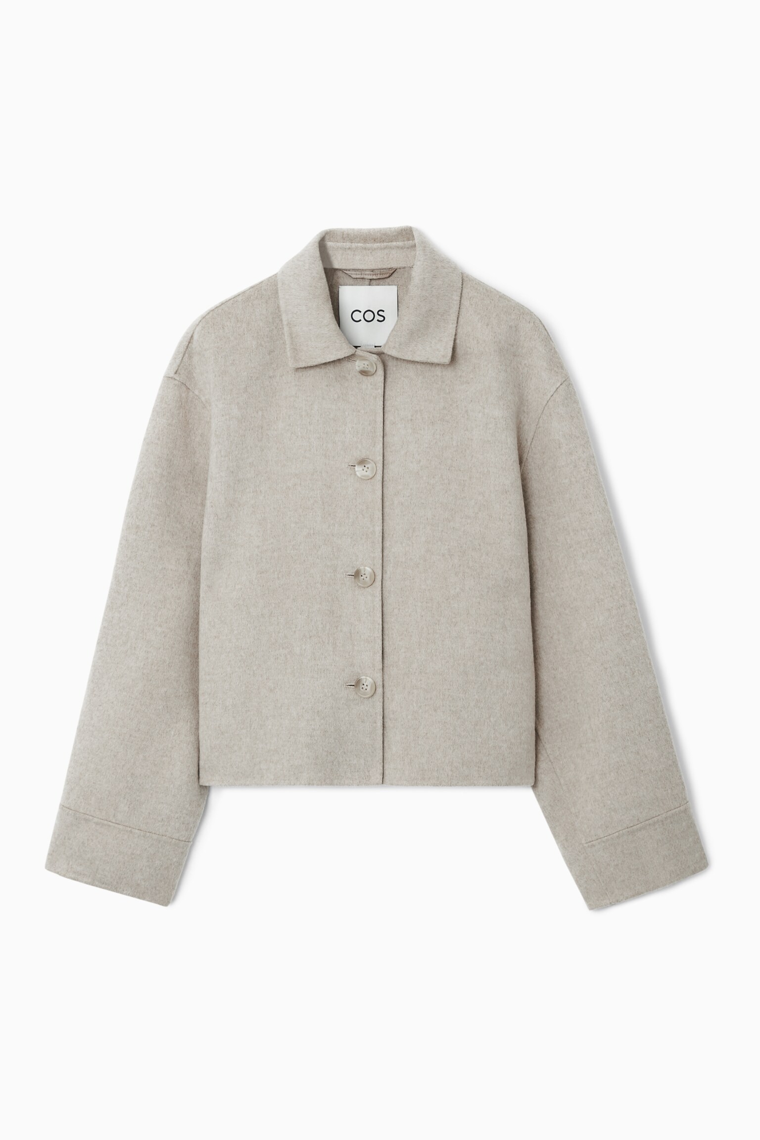 BOXY DOUBLE-FACED WOOL JACKET - CREAM/BLACK