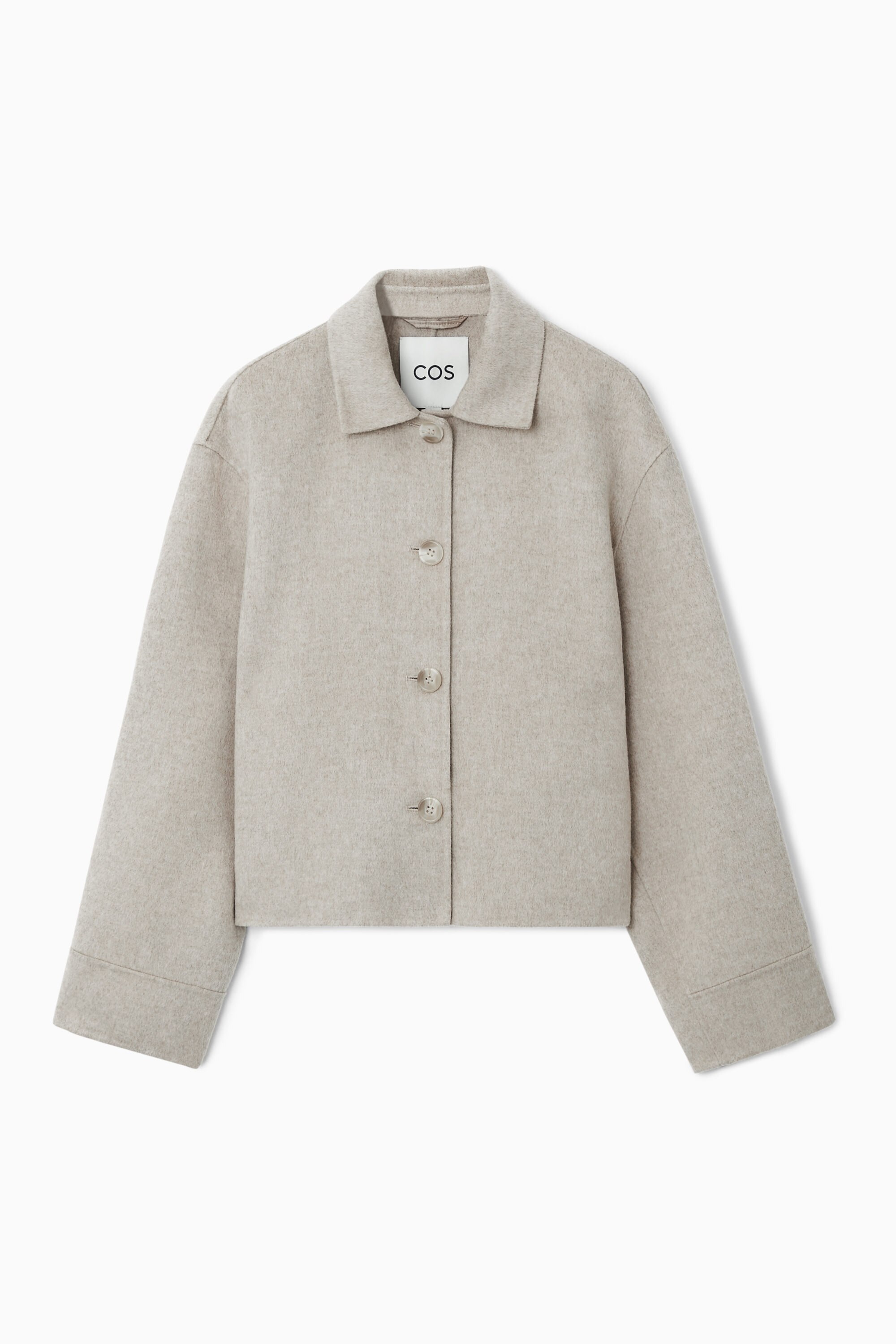 BOXY DOUBLE-FACED WOOL JACKET - CREAM | COS