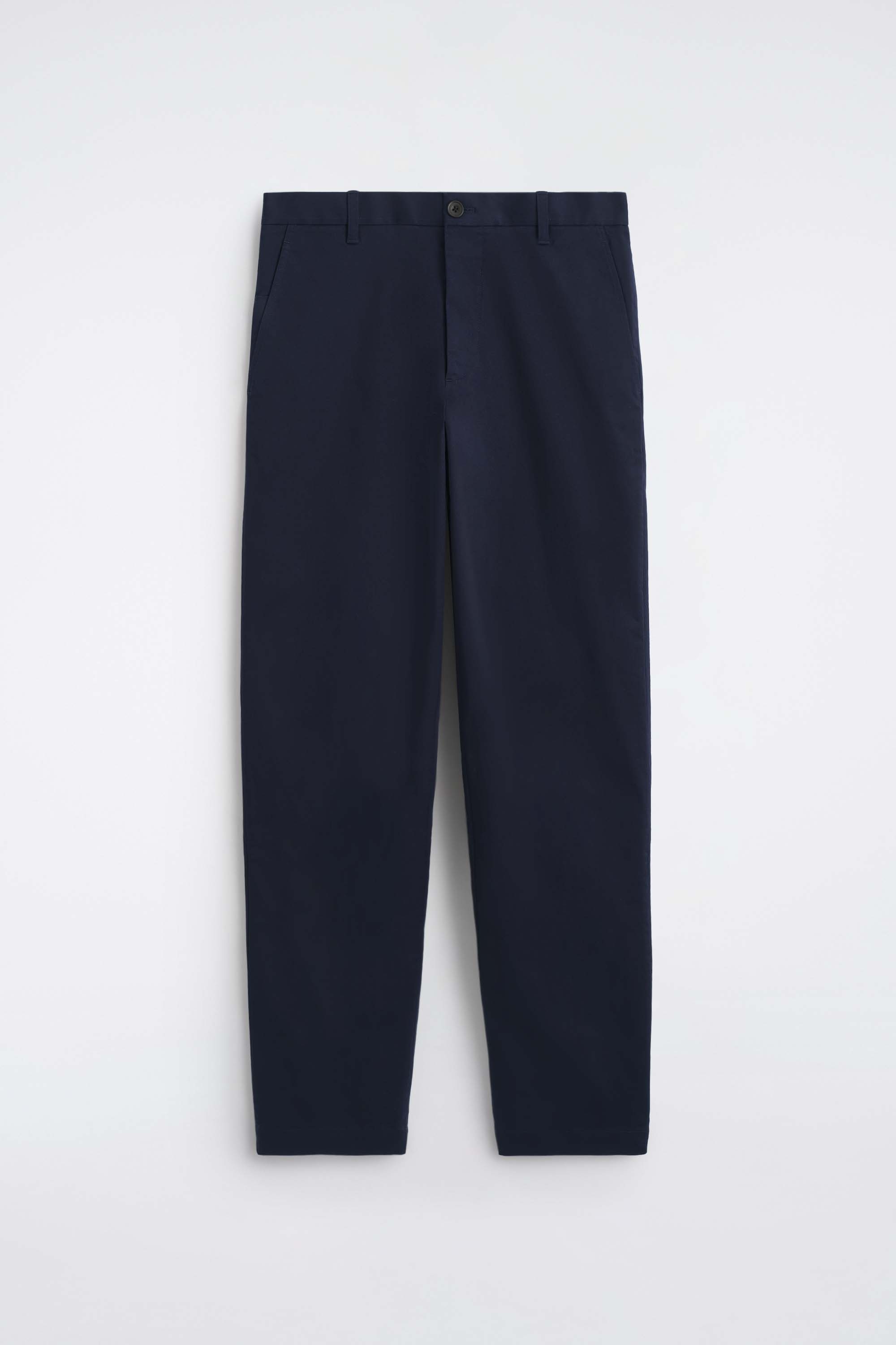 Katoenen chinos met slanke pasvorm en rechte pijp - MARINEBLAUW