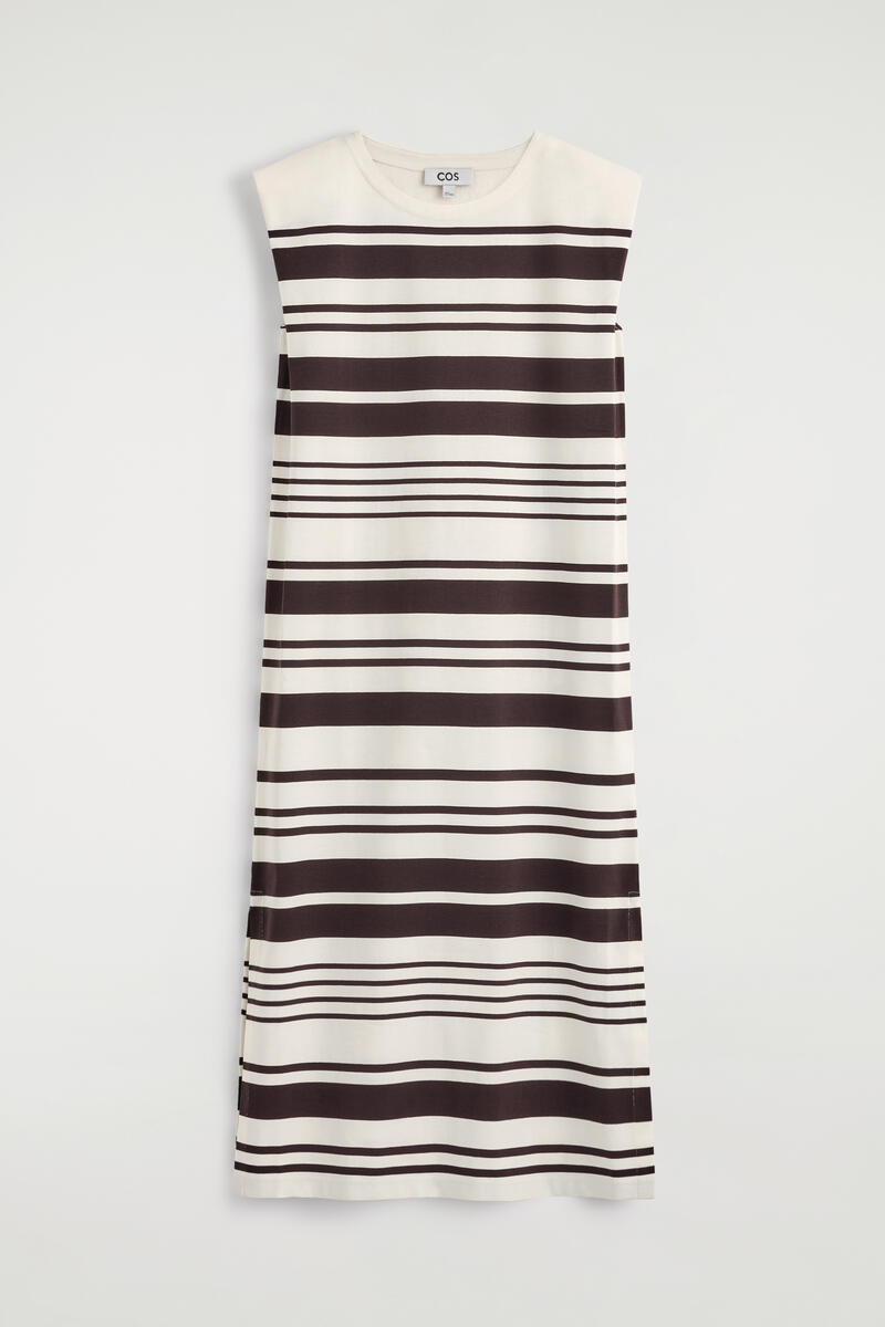 Cos Folded-shoulder Cotton-jersey Midi Dress In White