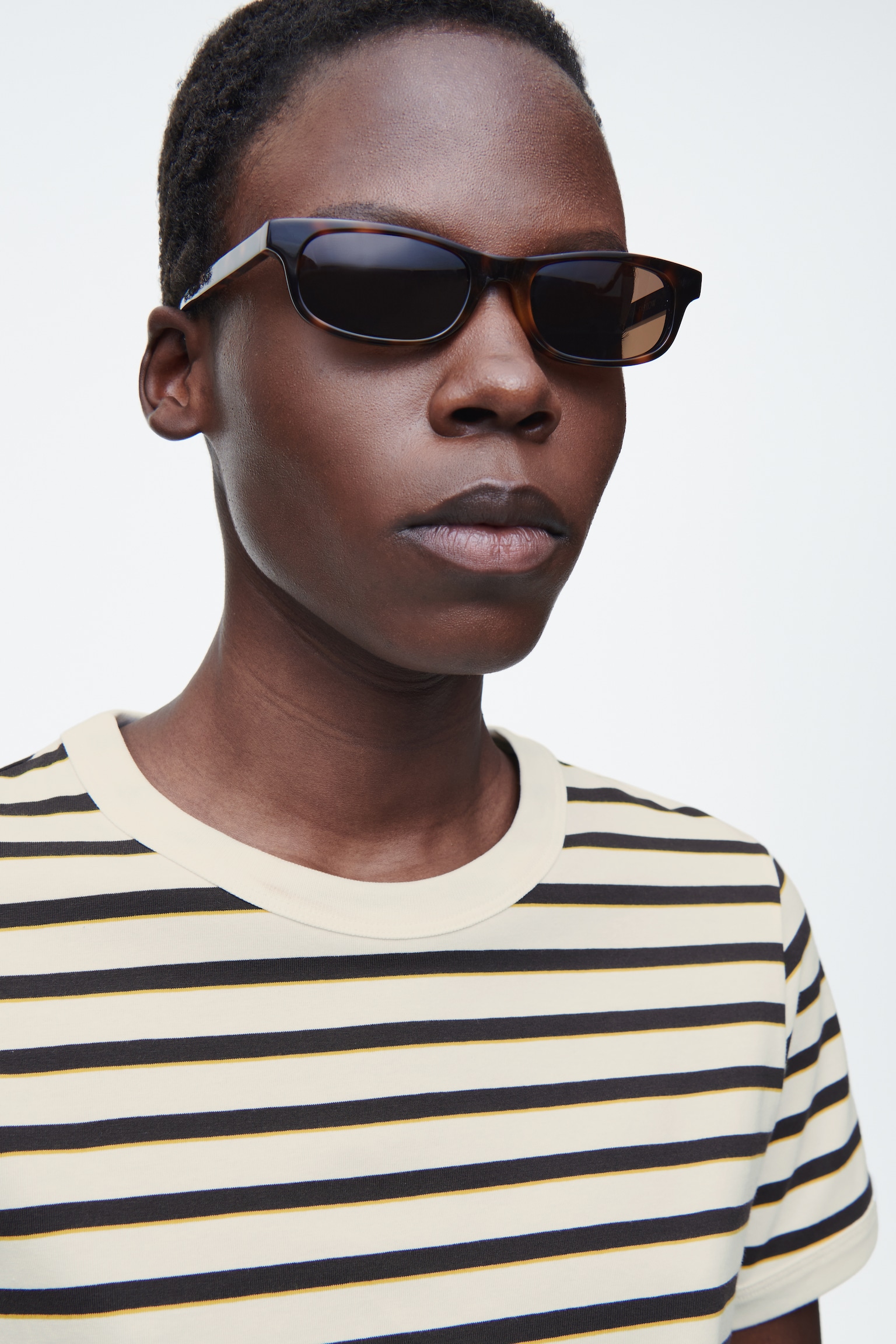 SHRUNKEN RINGER T-SHIRT - WHITE / STRIPED/NAVY / WHITE - 5