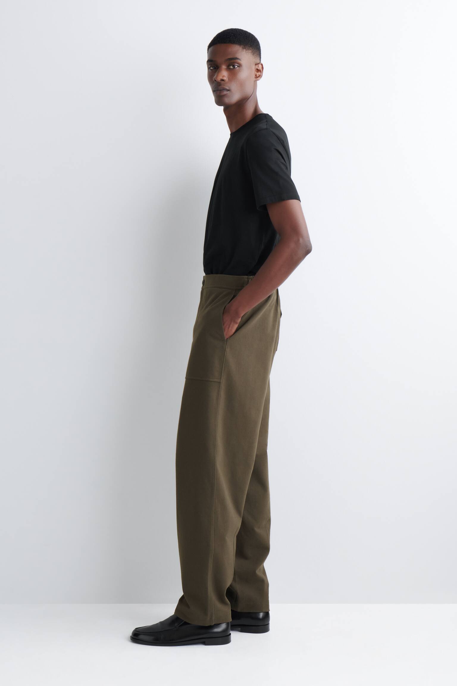 Katoenen utilitaire broek met rechte pijpen en losse pasvorm - BRUIN - 7