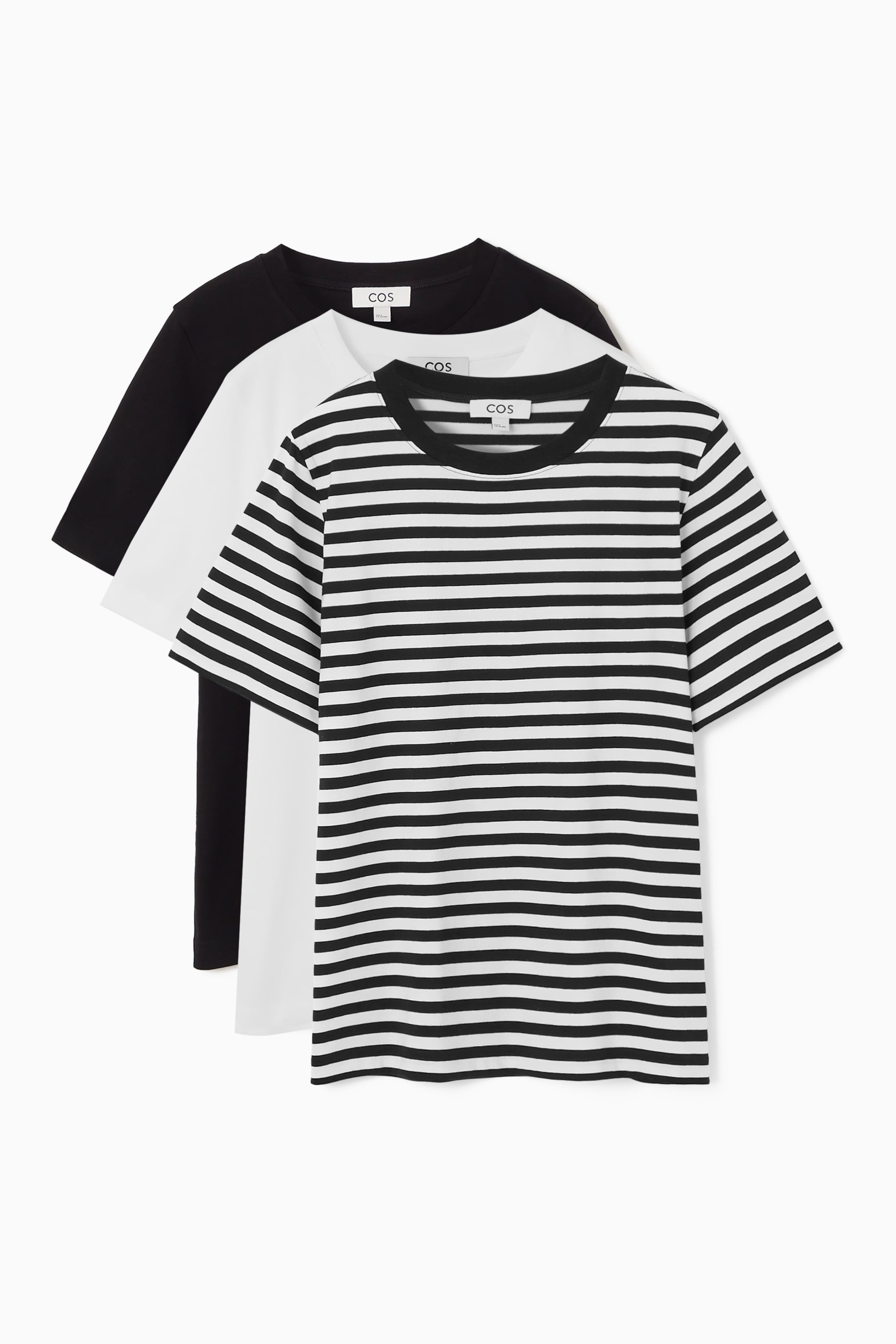 Ingrandisci l'immagine: 3-PACK 24/7 REGULAR T-SHIRTS - BLACK / WHITE / STRIPED - DONNA | H&M CH 2