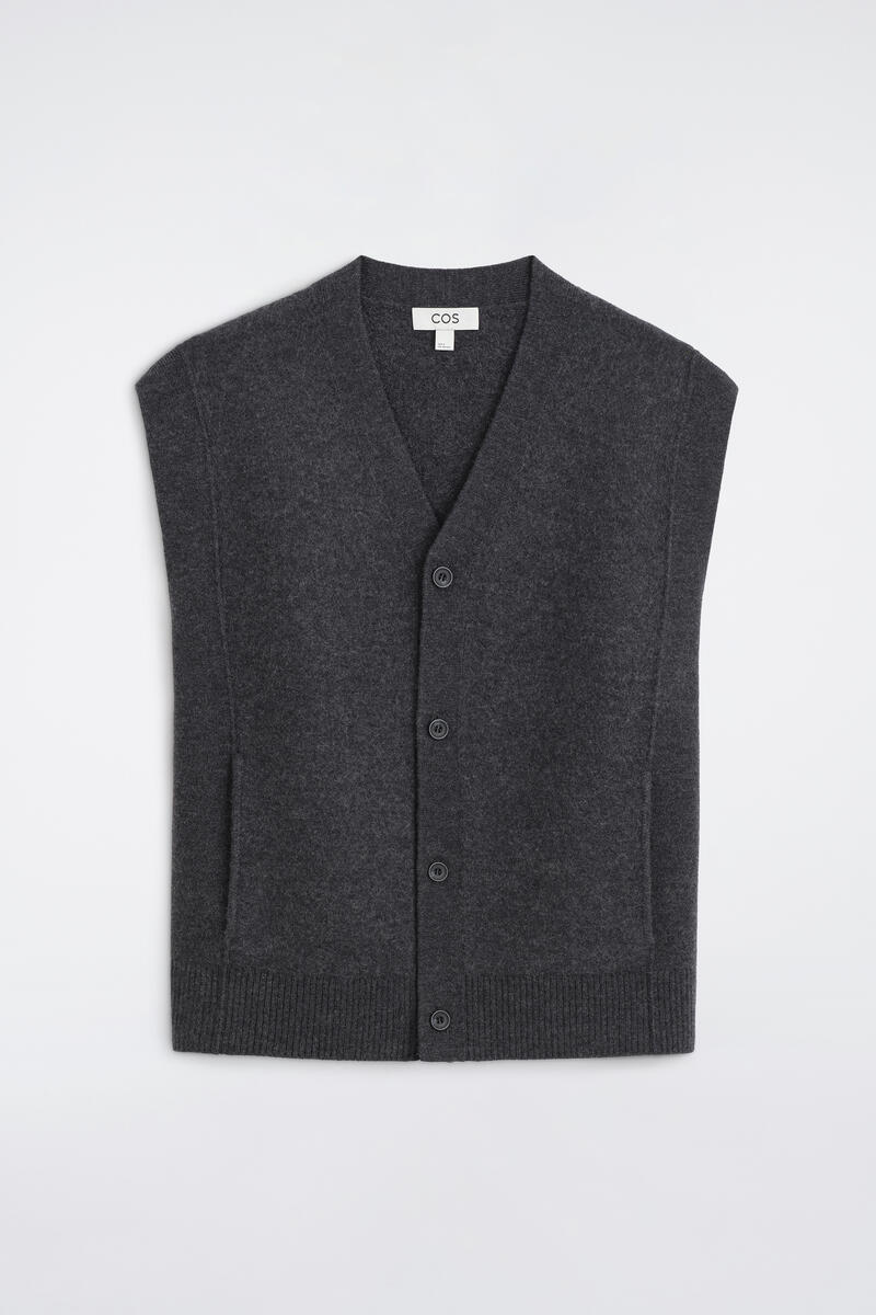 Cos Buttoned Boiled-wool Vest In Gray