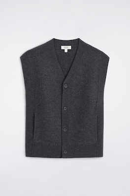 BUTTONED BOILED-WOOL VEST — CHARCOAL MÉLANGE 8